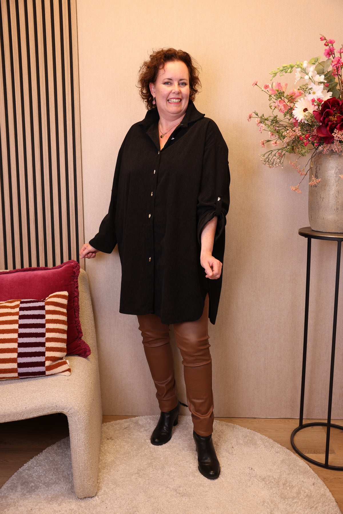 Dora | Bluse schwarz Langarm 52 bis 58