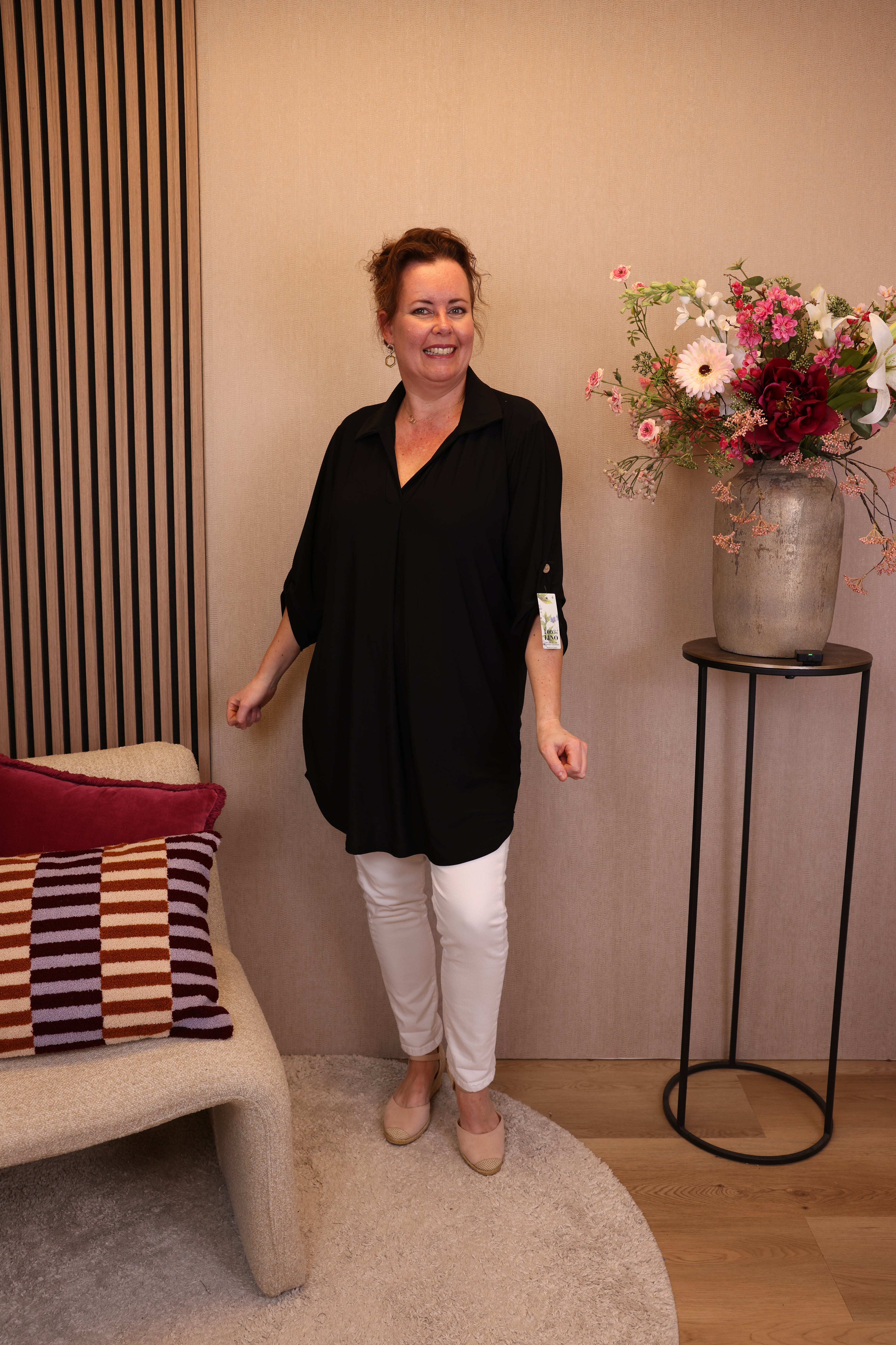 Dora | Bluse schwarz Langarm 52 bis 58