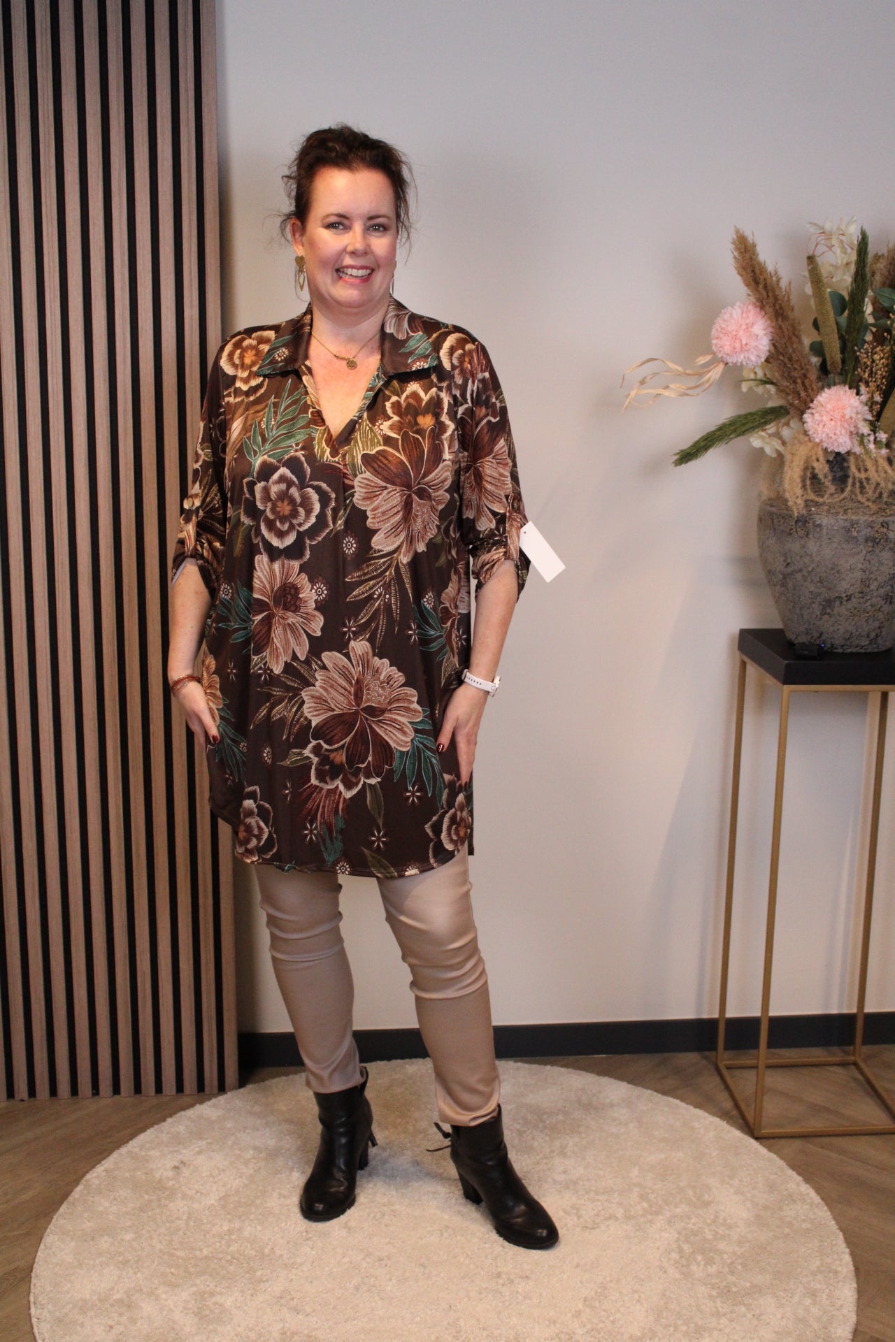 Lana | Blaue Bluse mit Kragen 38 bis 48