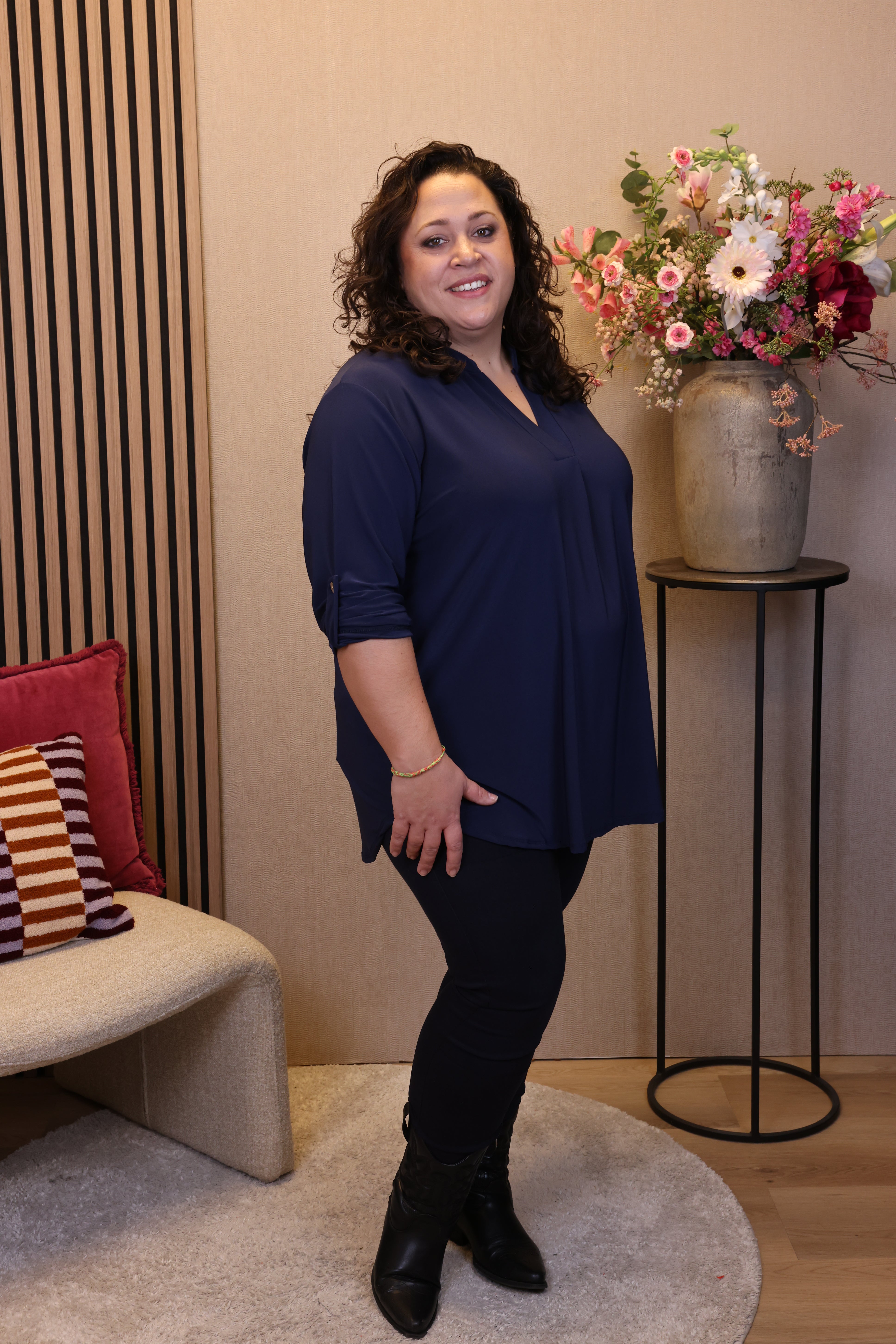 Dora | Bluse schwarz Langarm 52 bis 58