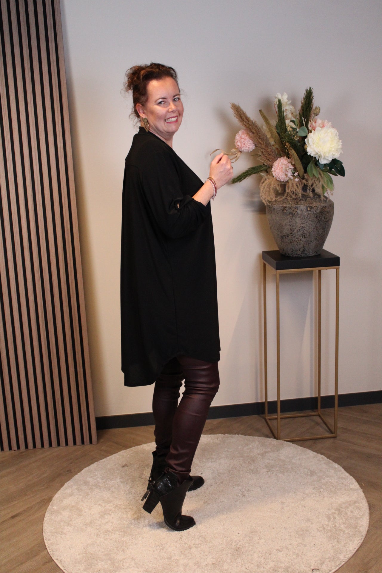 Lana | Blaue Bluse mit Kragen 38 bis 48
