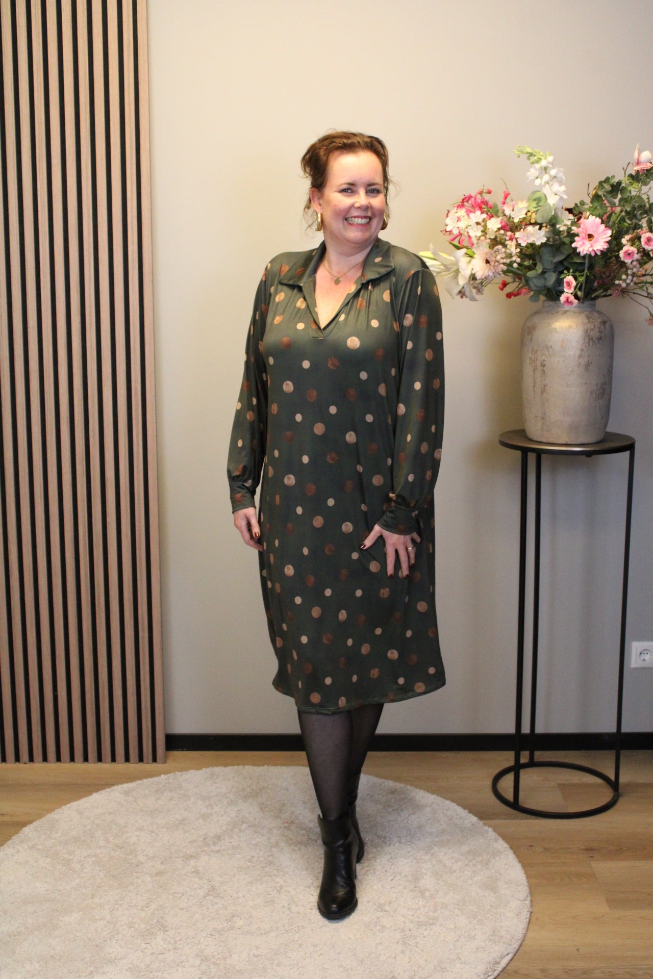 Christa | Grünes Kleid mit langen Ärmeln, Größe 38 bis 44