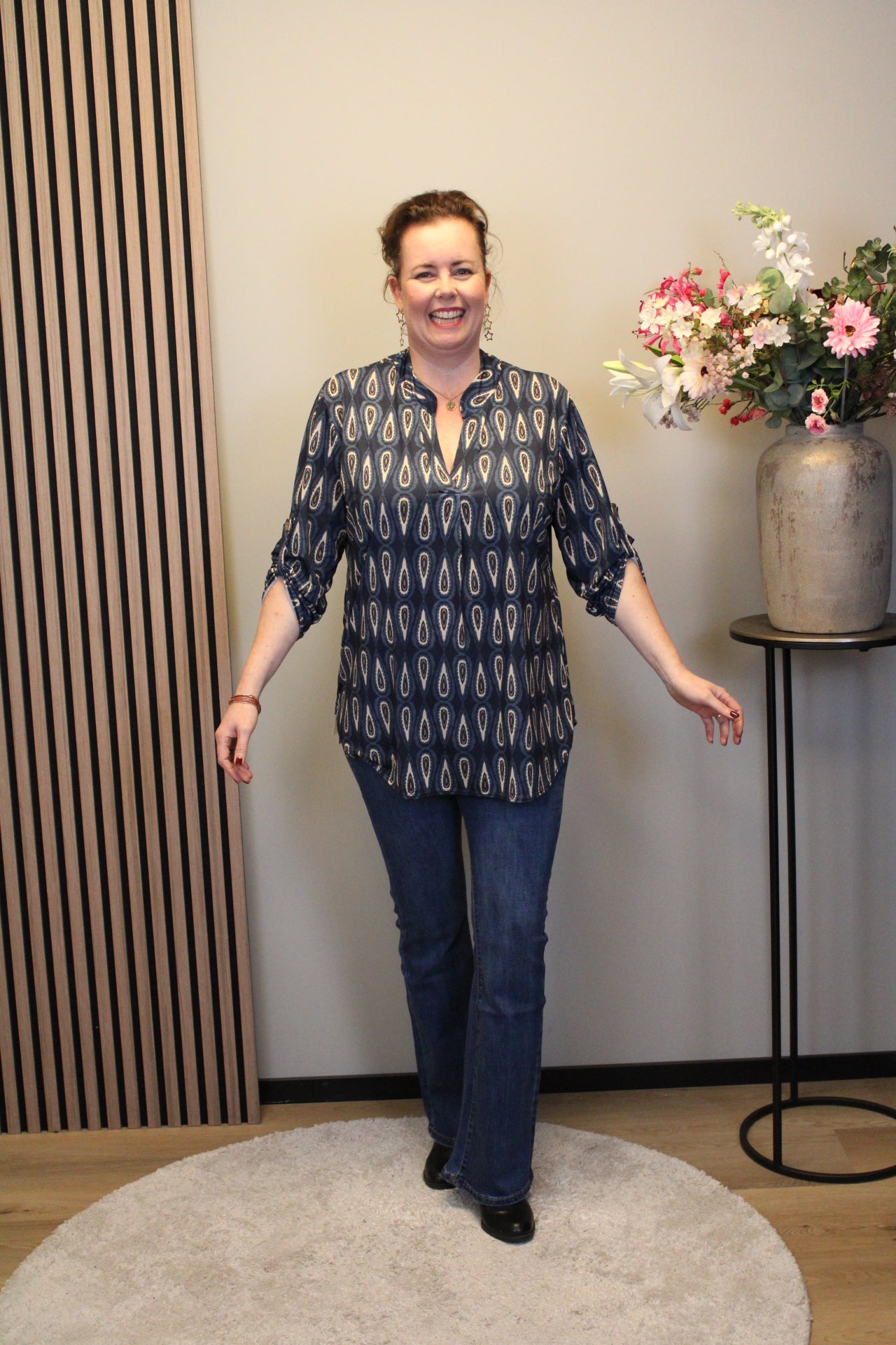 Dora | Bluse schwarz Langarm 48 bis 52