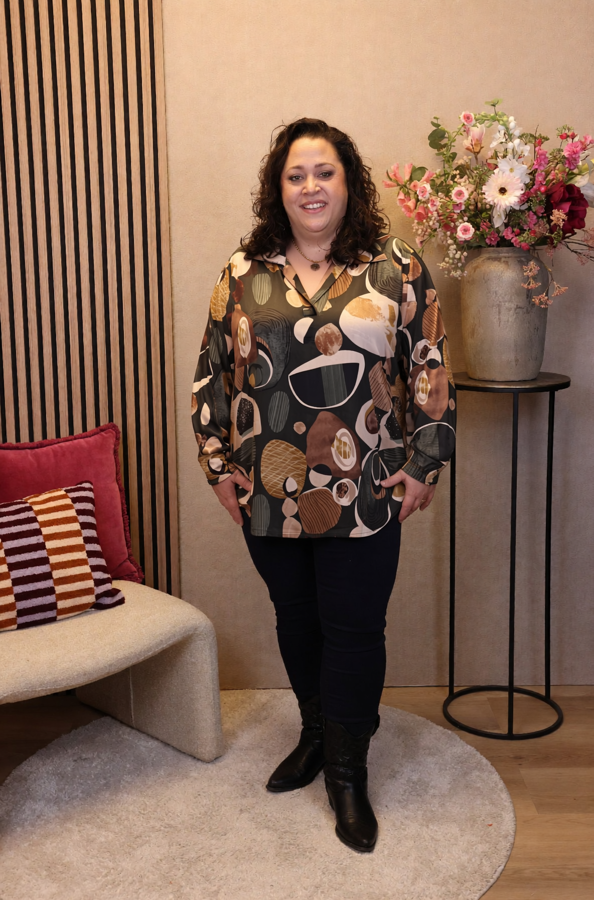 Dora | Bluse schwarz Langarm 52 bis 58