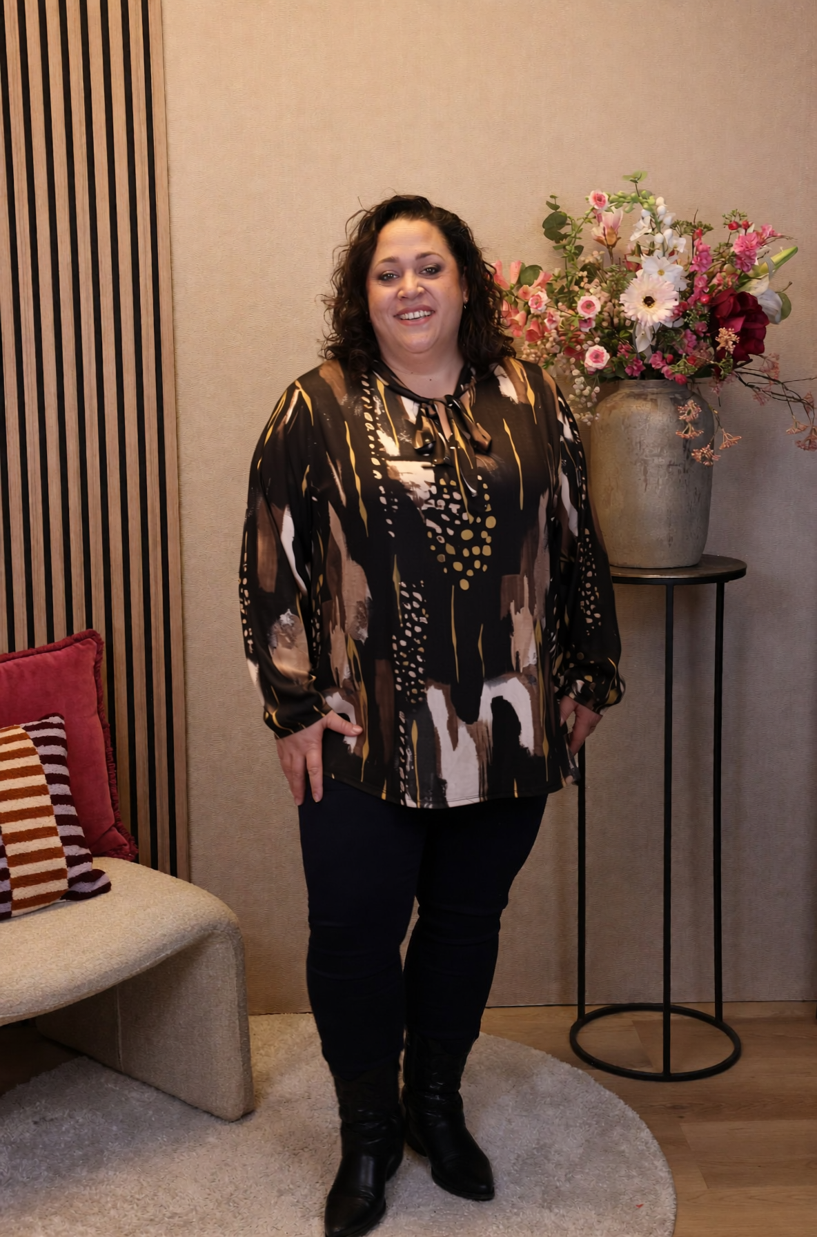 Dora | Bluse schwarz Langarm 52 bis 58