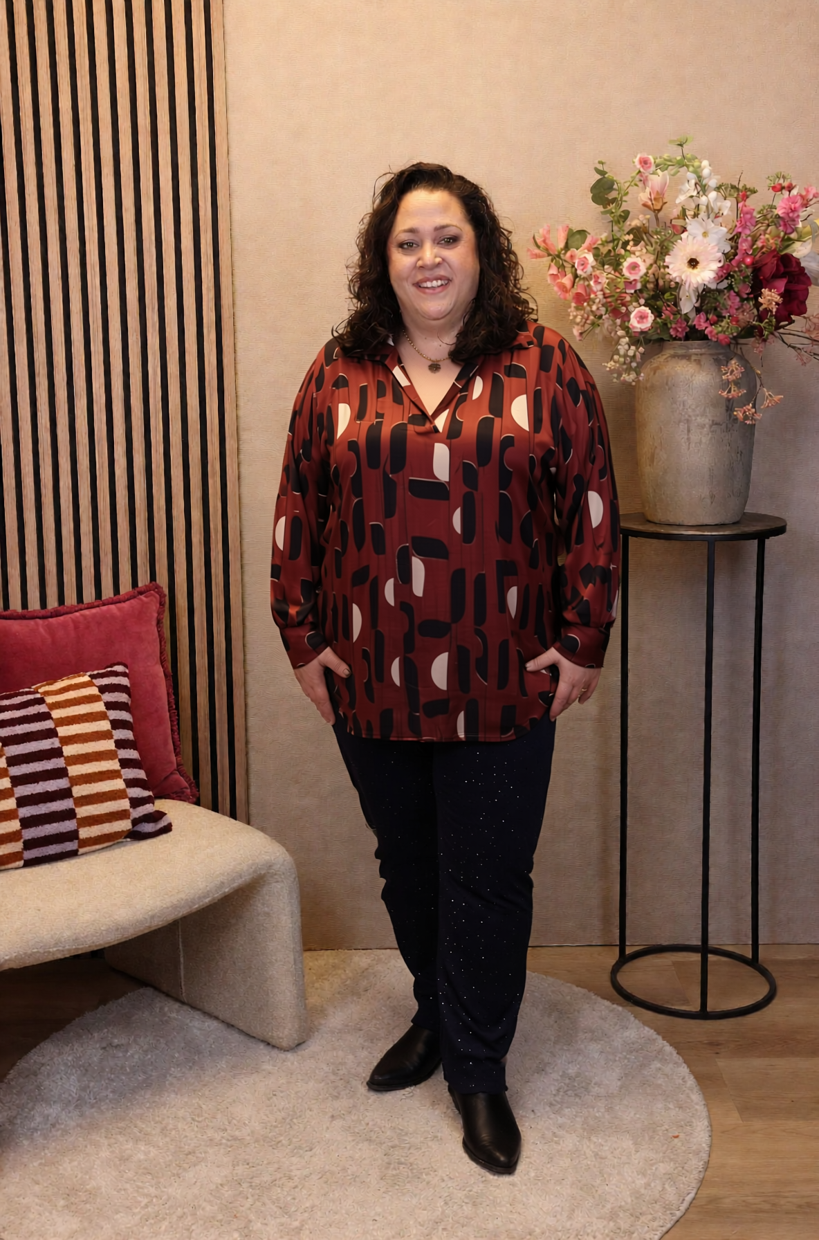 Dora | Bluse schwarz Langarm 52 bis 58