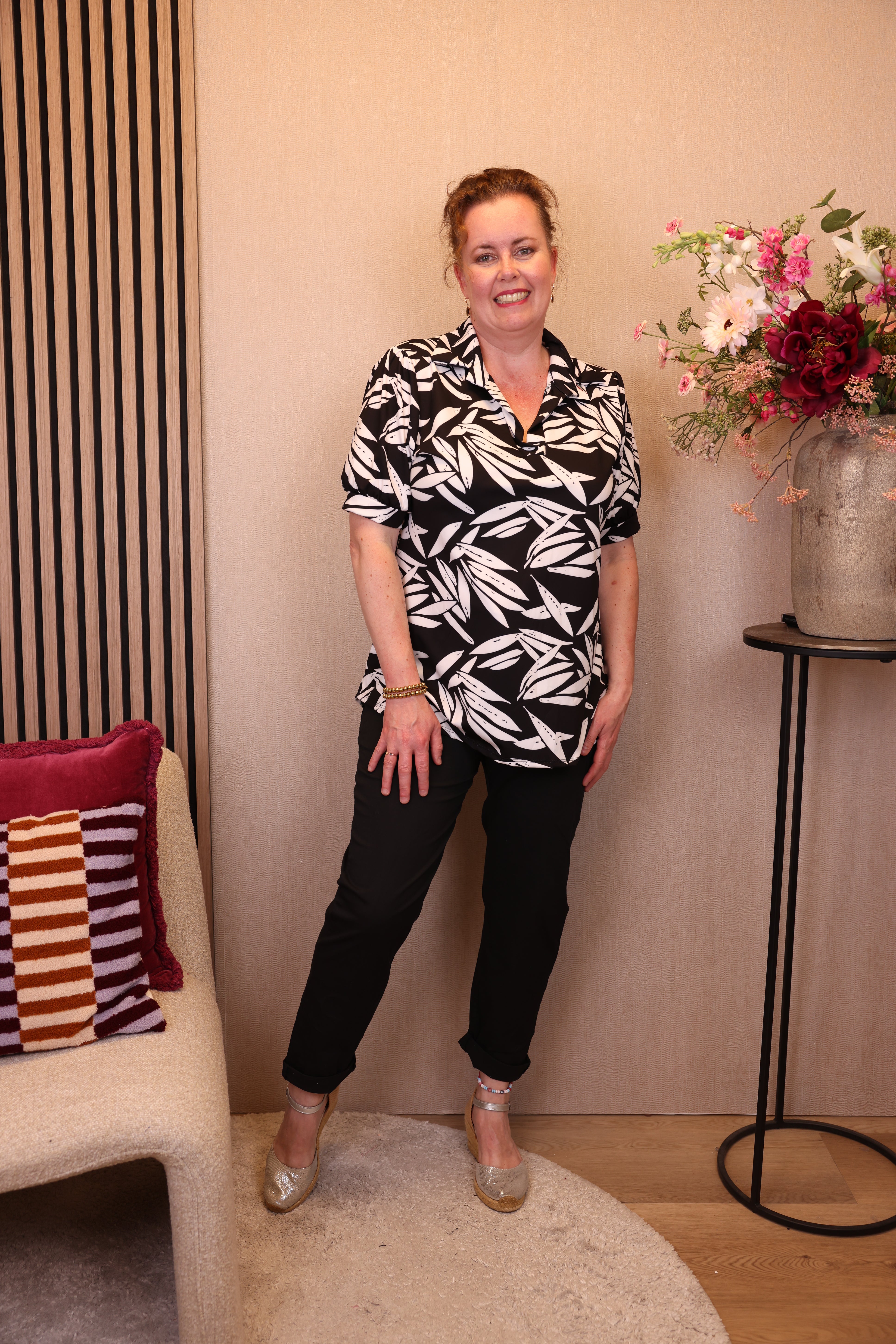 Dora | Bluse schwarz Langarm 52 bis 58