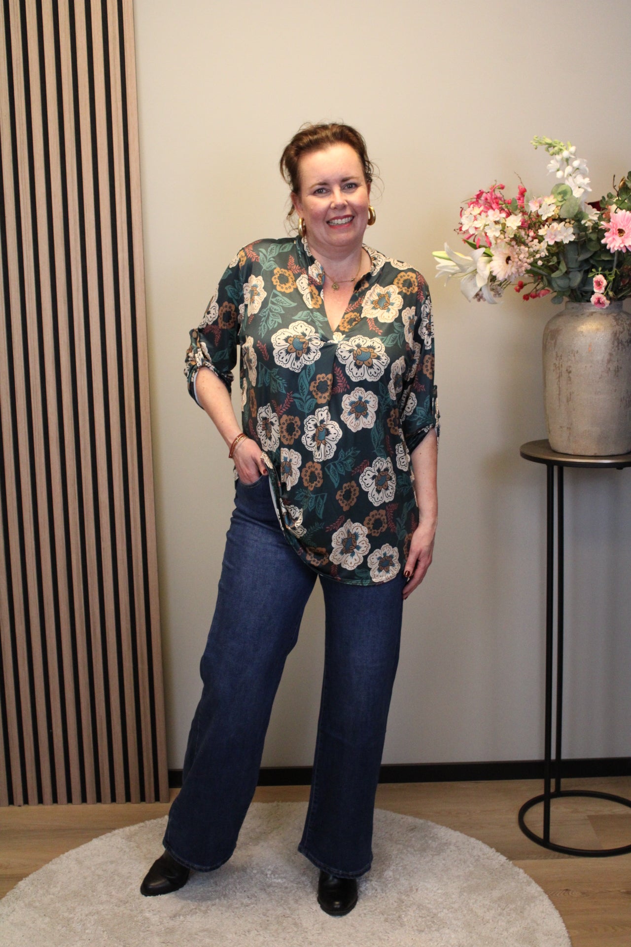 Dora | Bluse schwarz Langarm 52 bis 58