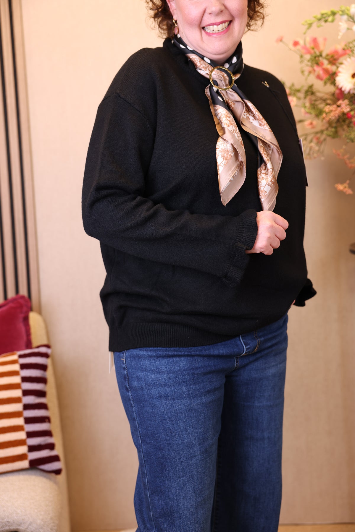 Dora | Bluse schwarz Langarm 52 bis 58