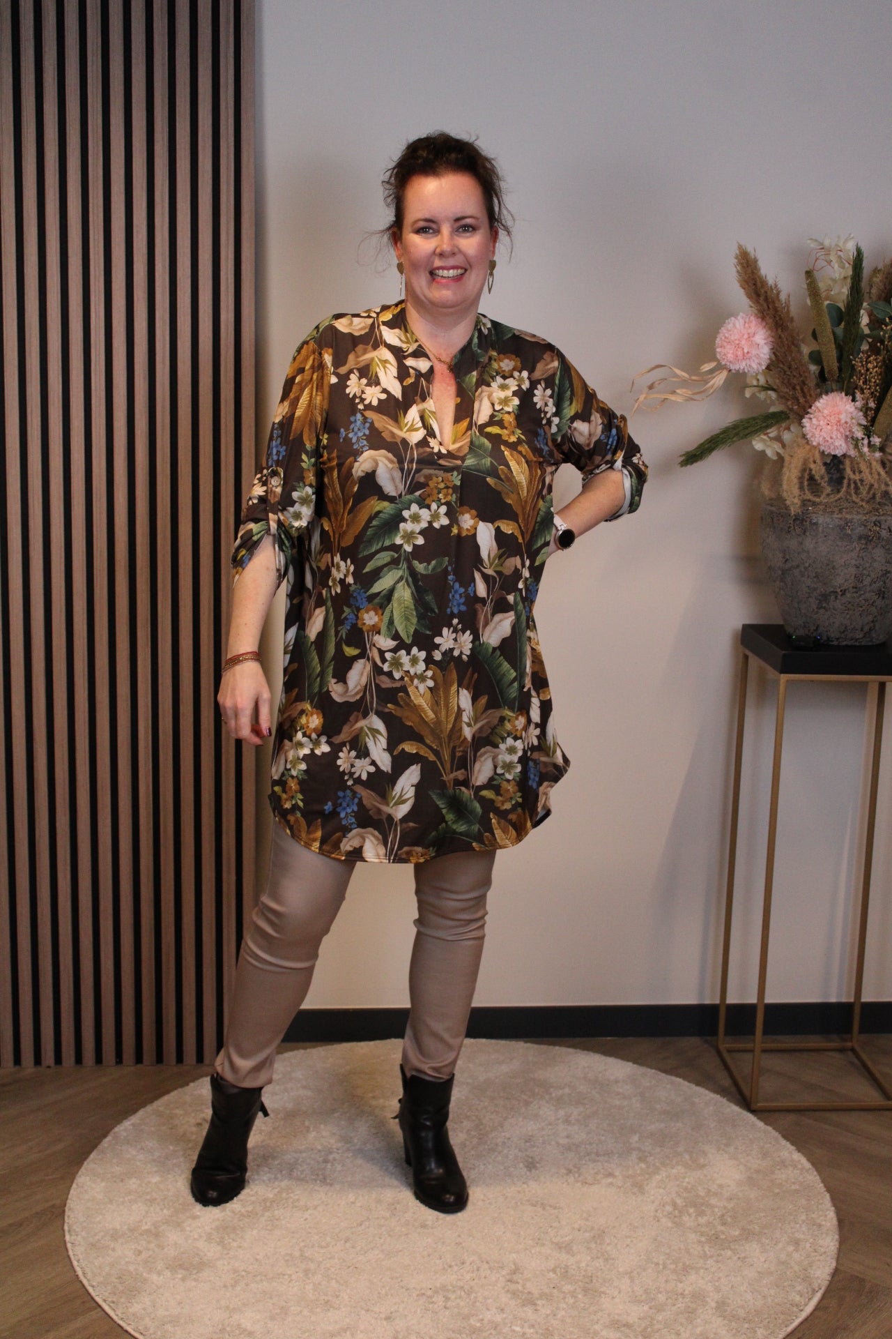 Lana | Blaue Bluse mit Kragen 38 bis 48