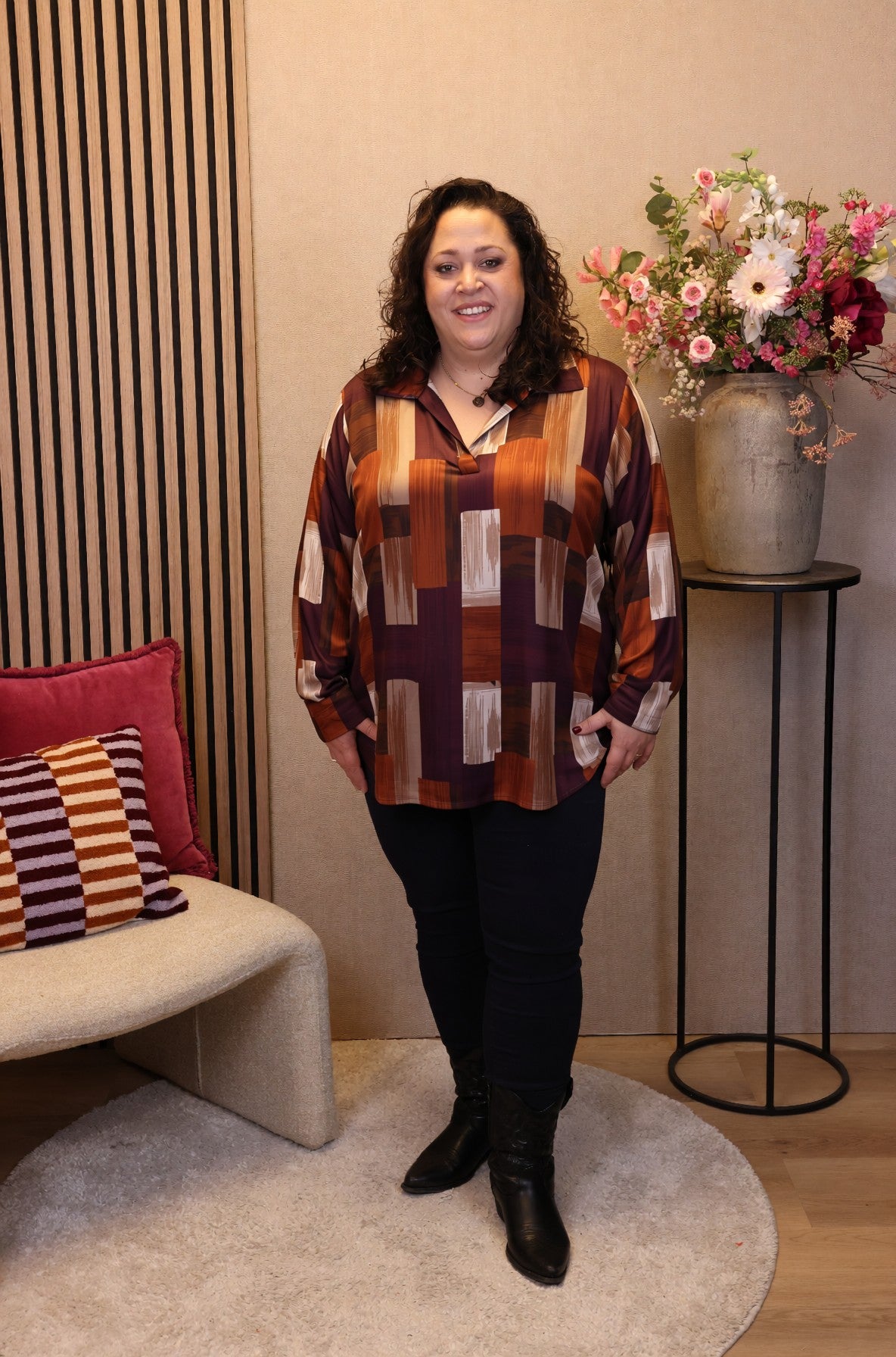 Dora | Bluse schwarz Langarm 52 bis 58