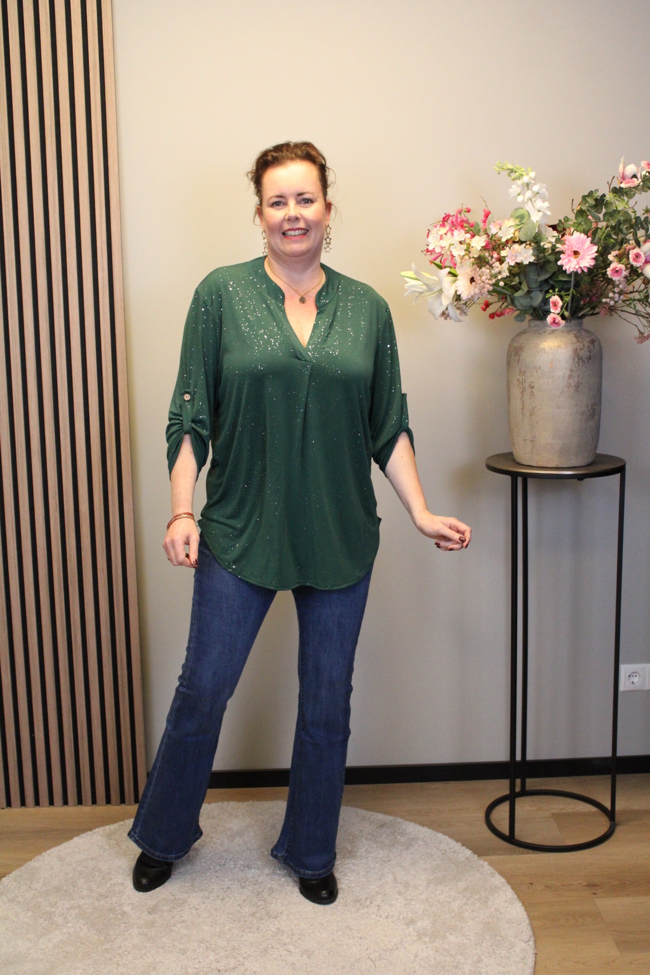 Dora | Bluse schwarz Langarm 52 bis 58