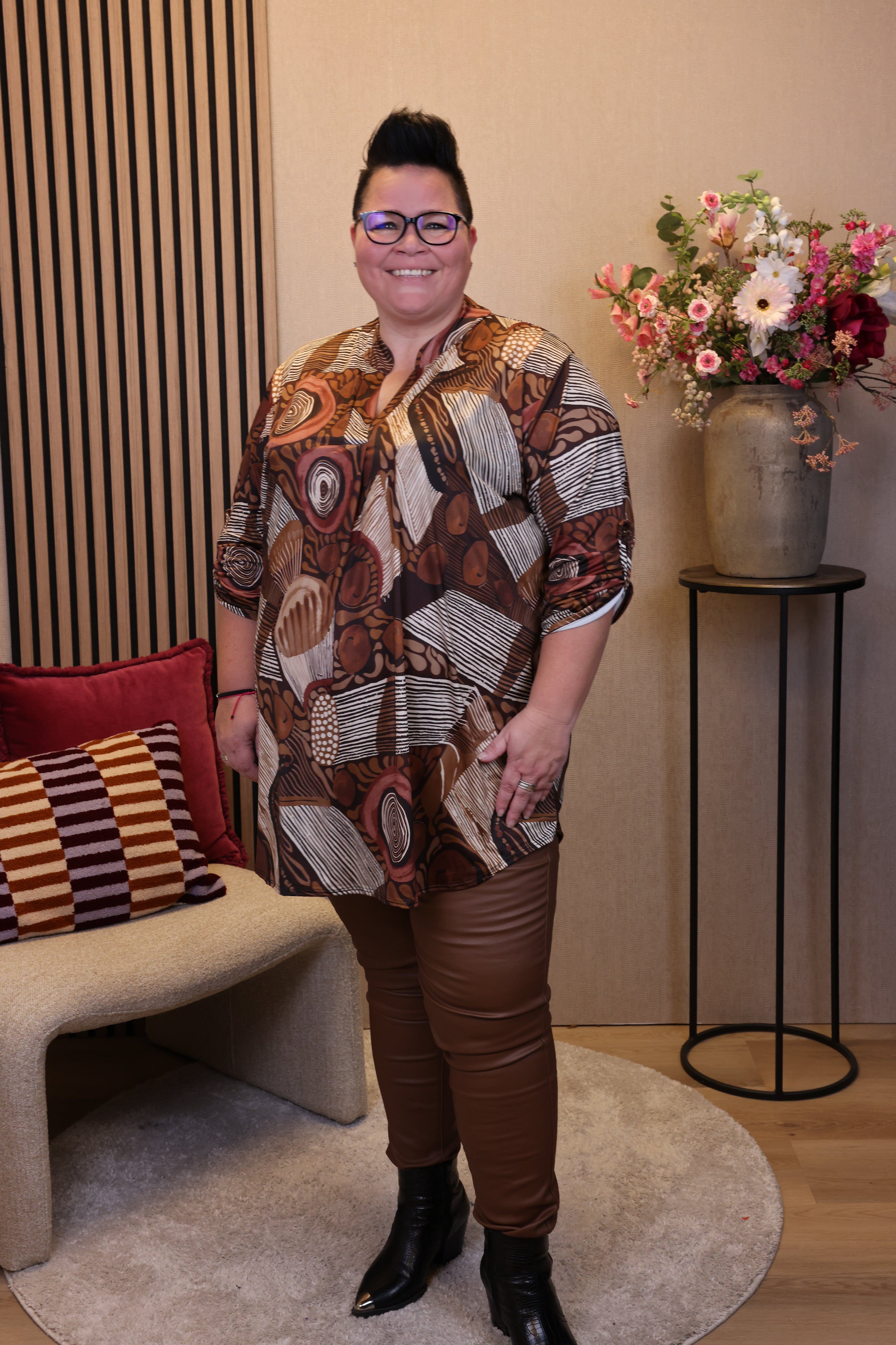 Dora | Bluse schwarz Langarm 52 bis 58