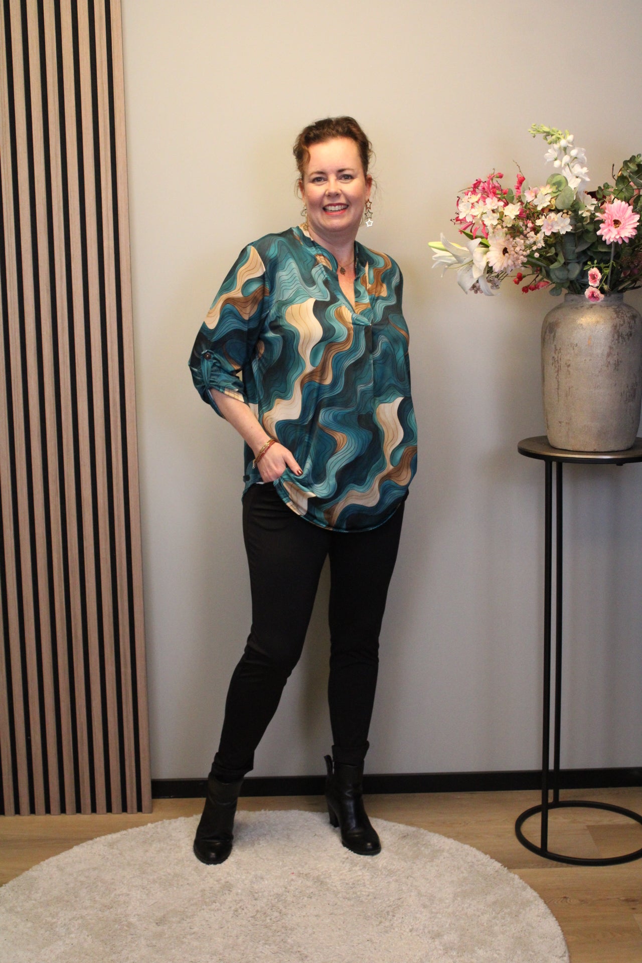 Dora | Bluse schwarz Langarm 38 bis 48