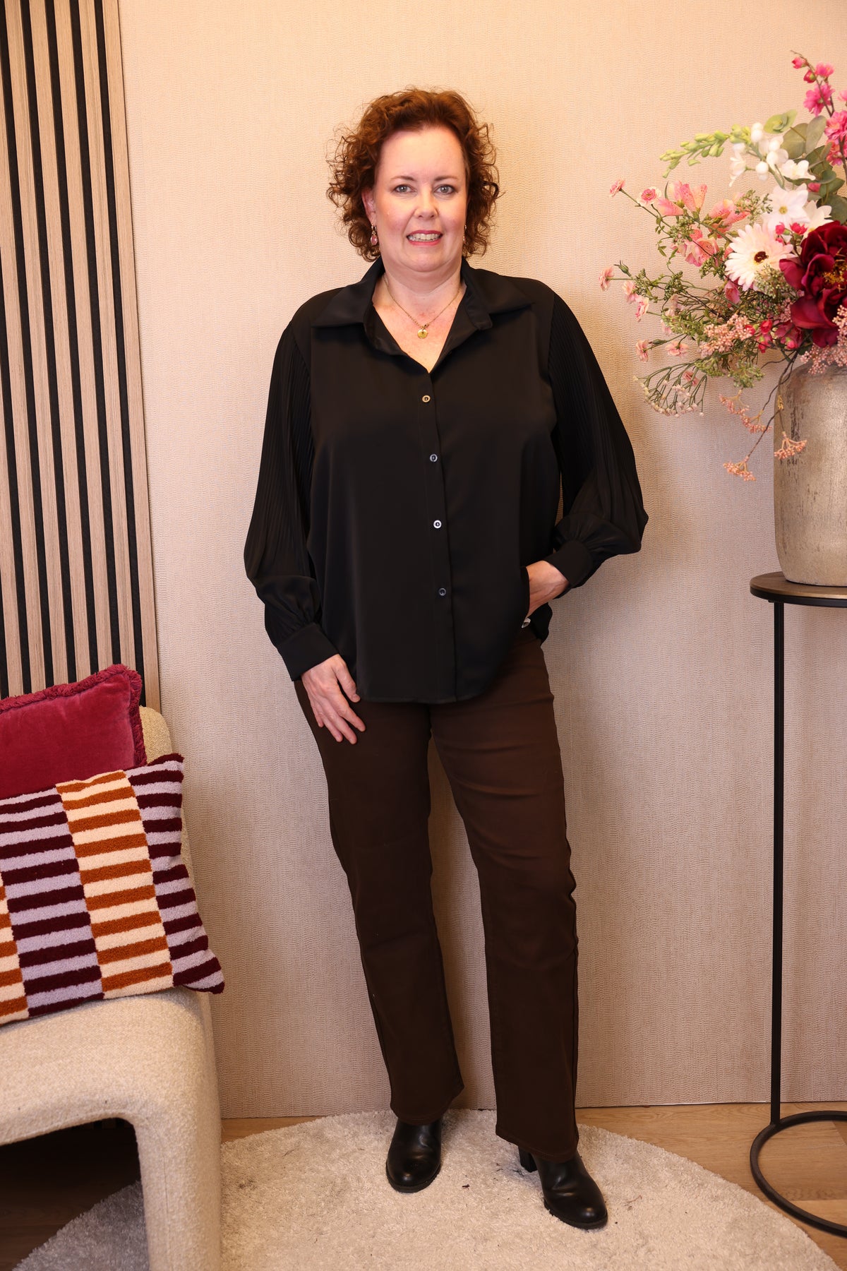 Dora | Bluse schwarz Langarm 52 bis 58