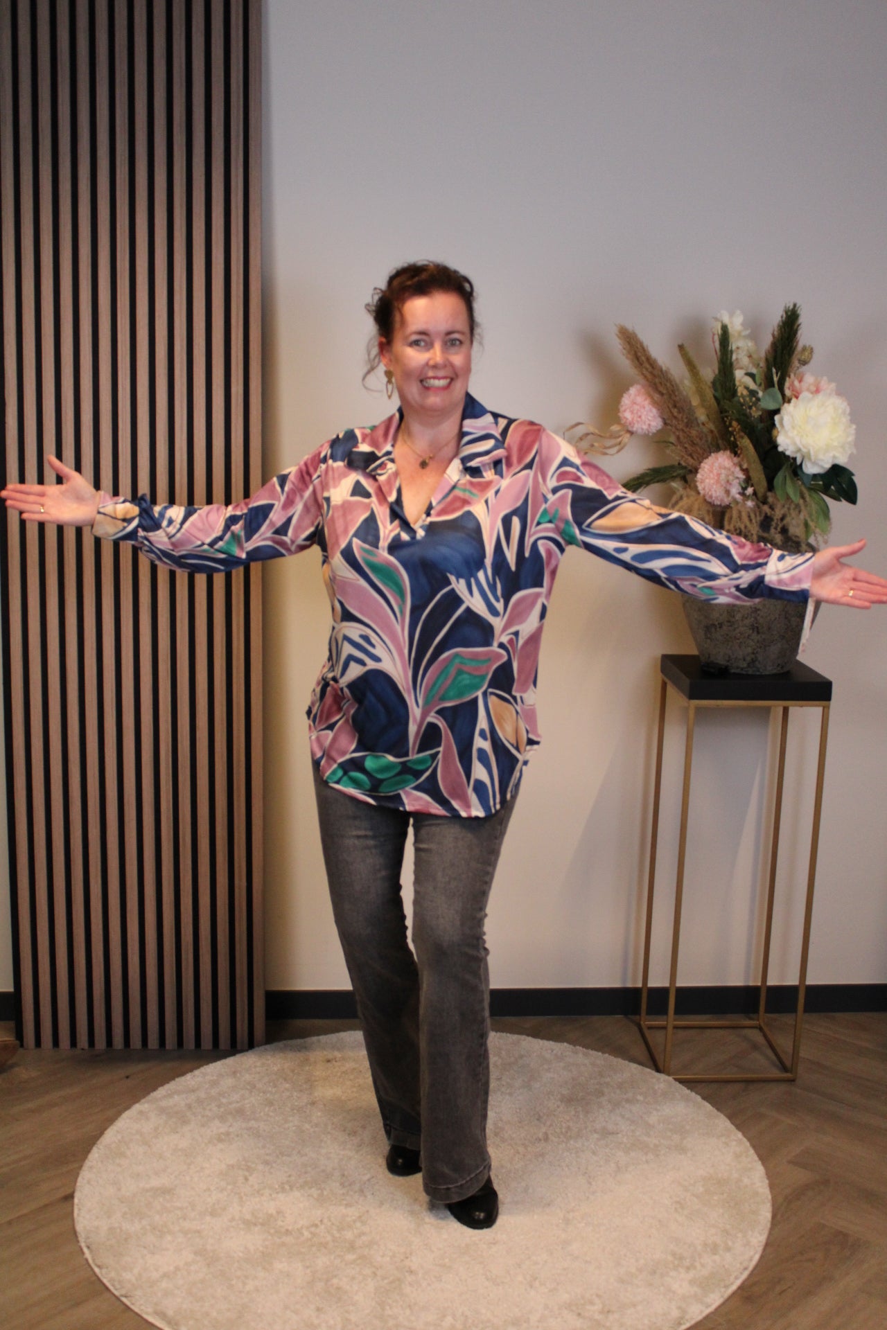 Kristel | Rosa Bluse mit Kragen 38 bis 48