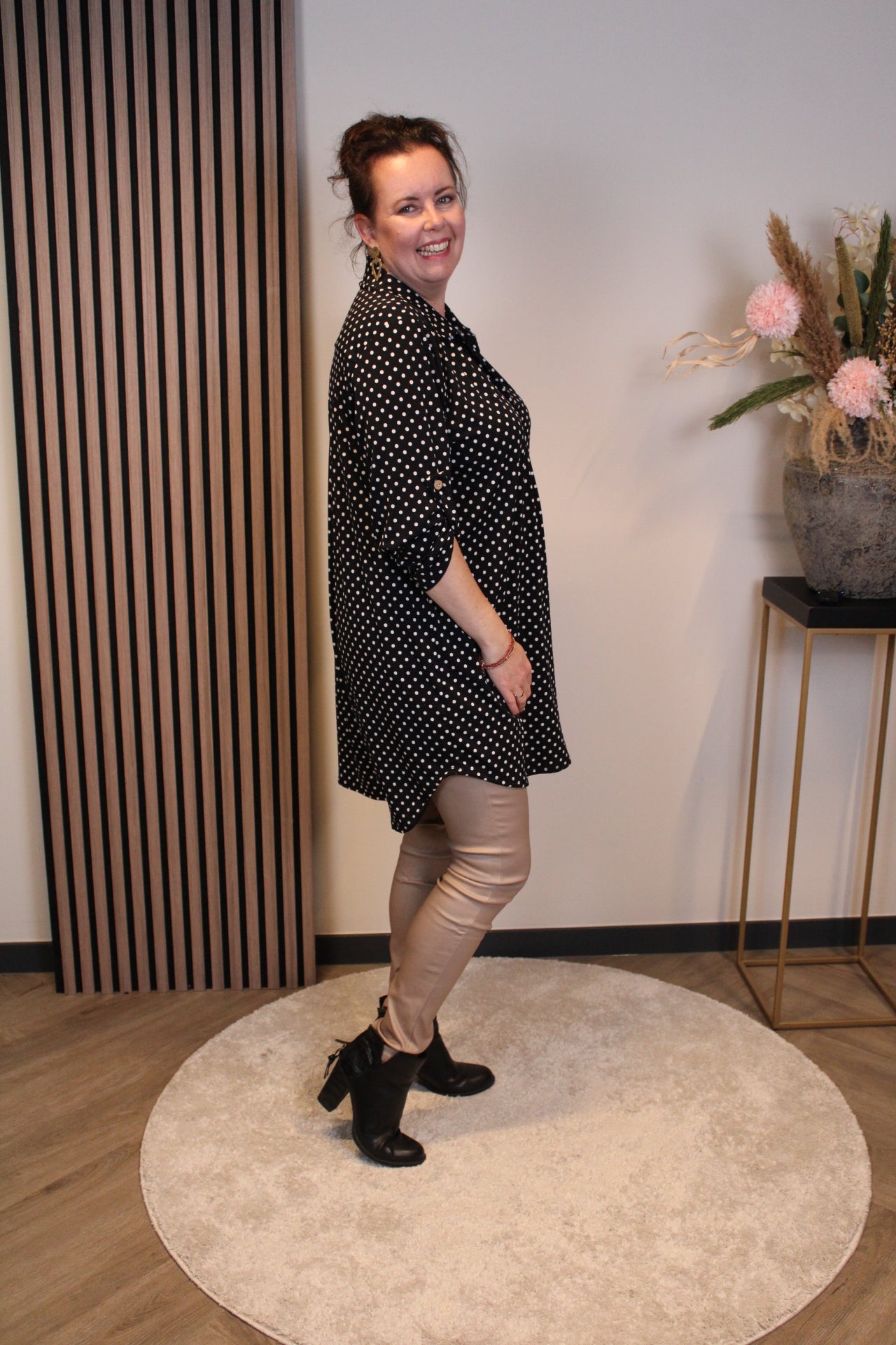 Lana | Blaue Bluse mit Kragen 38 bis 48