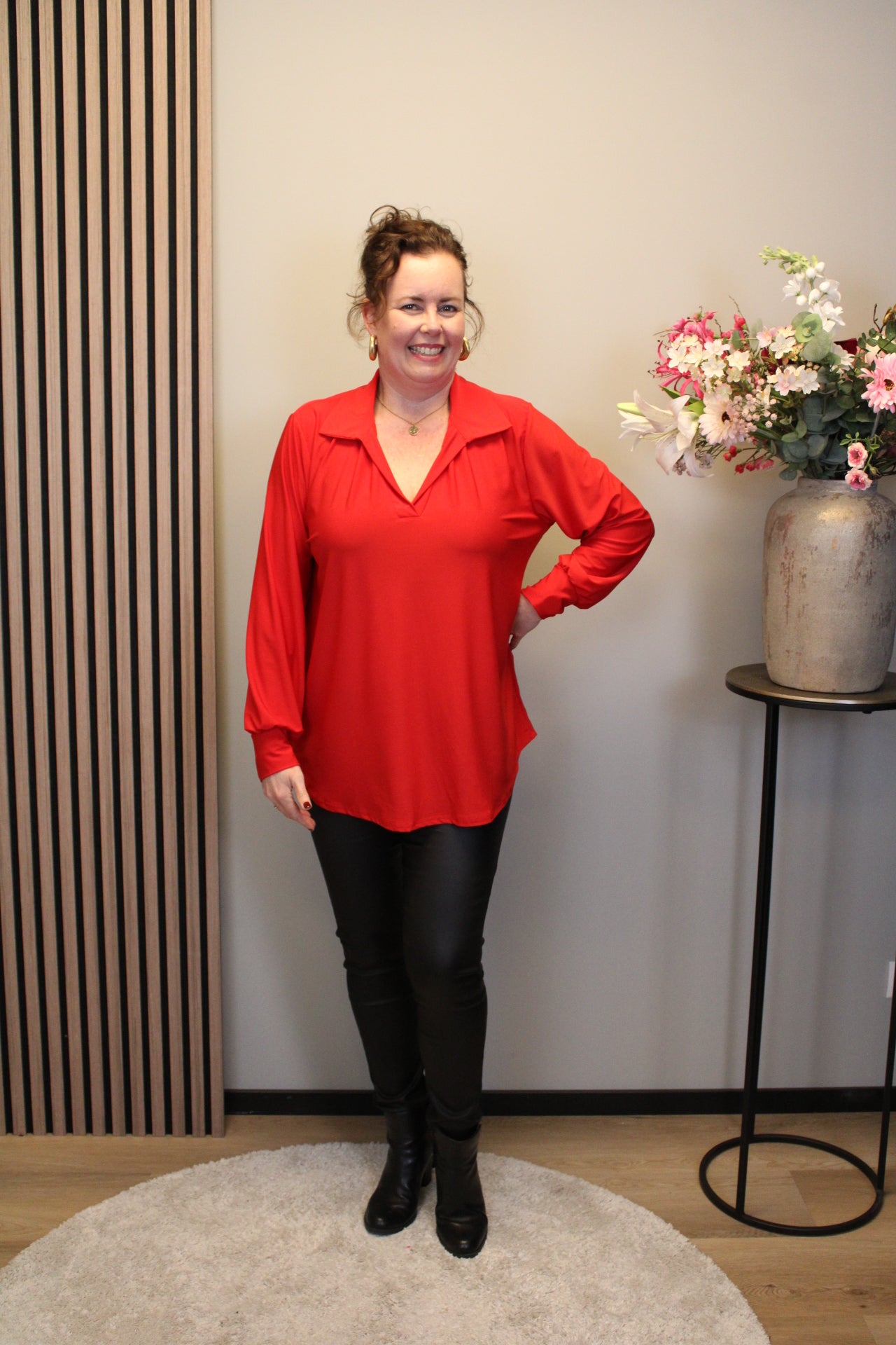 Dora | Bluse schwarz Langarm 52 bis 58
