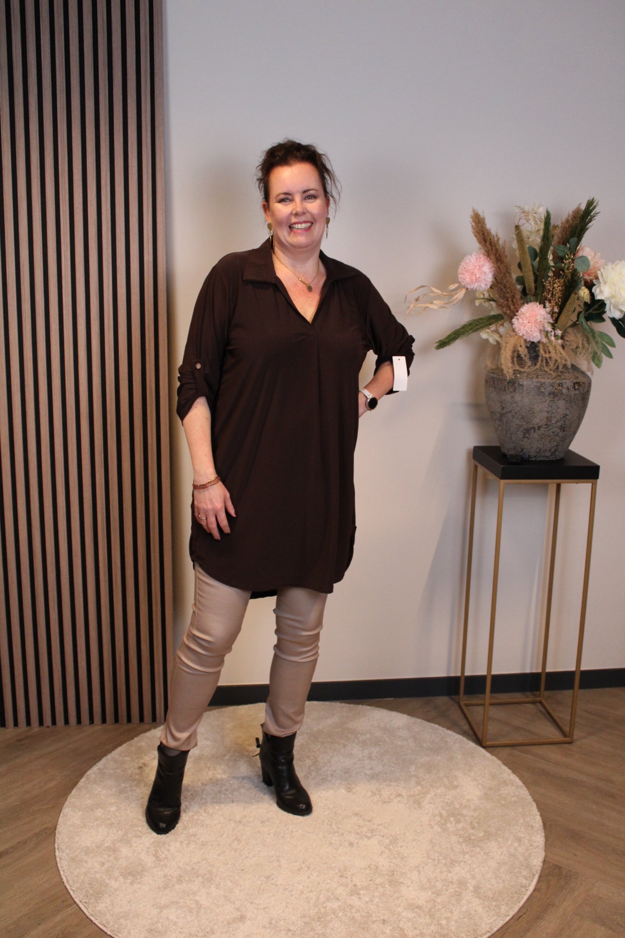 Lana | Blaue Bluse mit Kragen 38 bis 48