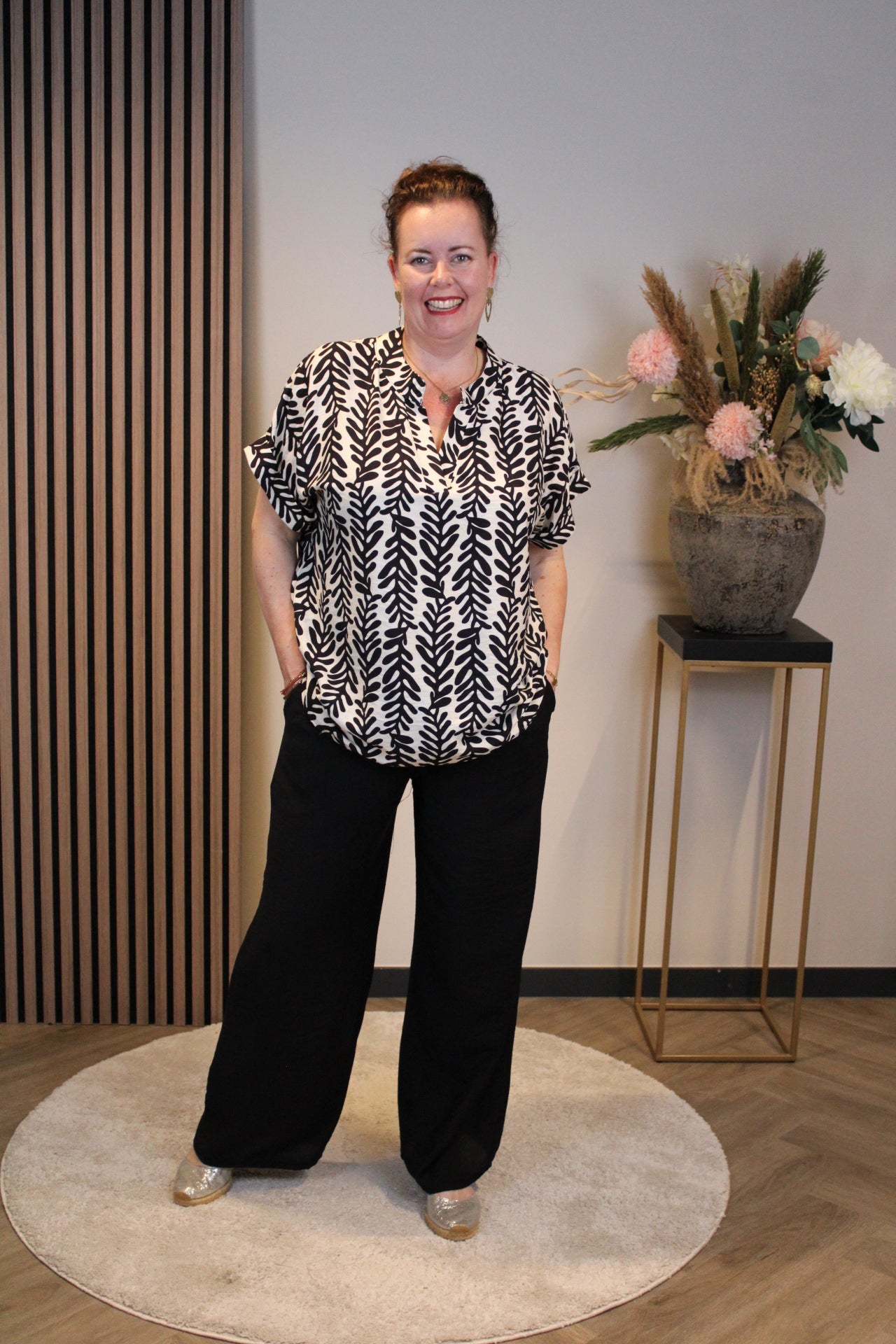 Dora | Bluse schwarz Langarm 52 bis 58