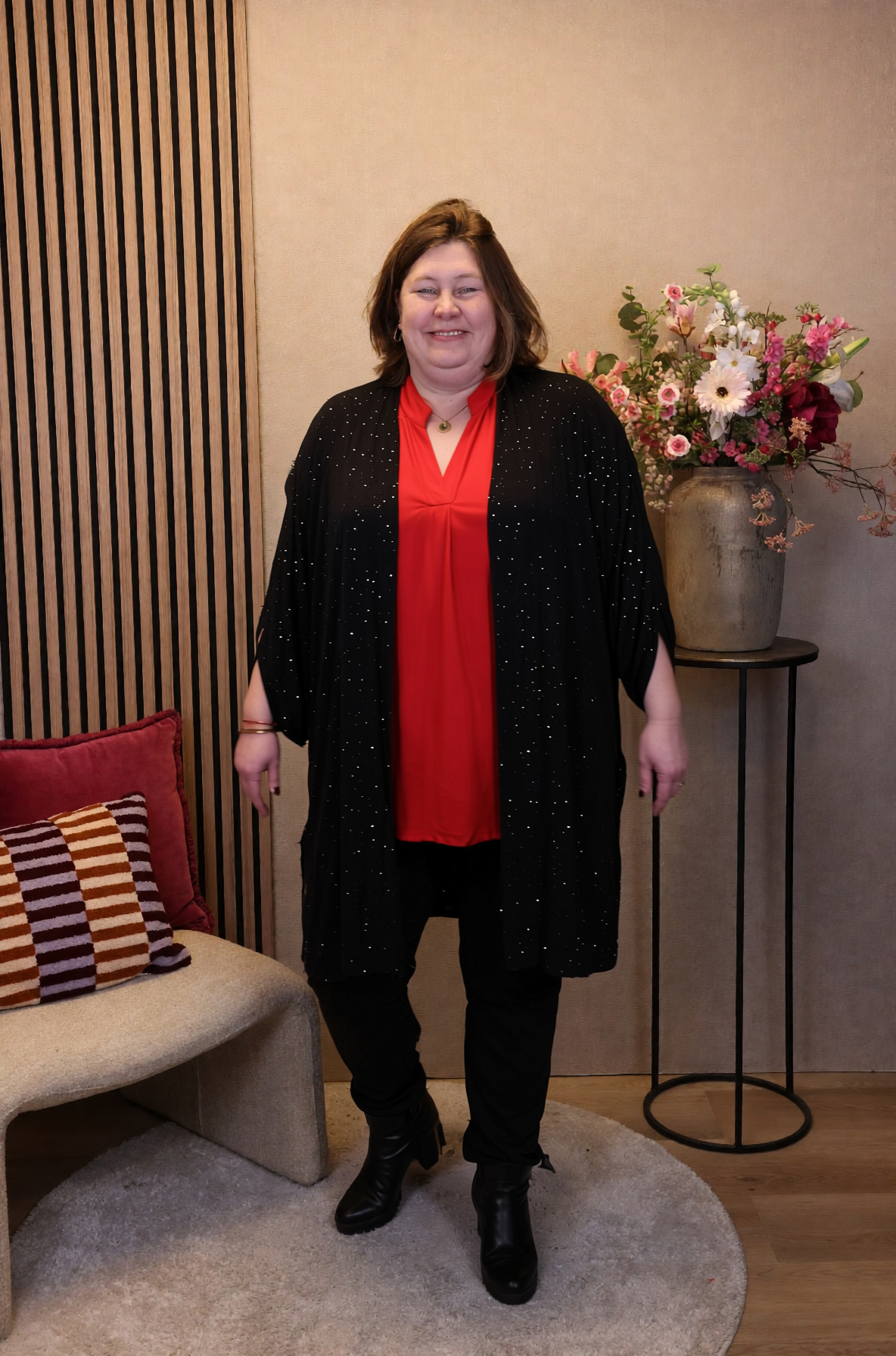 Dora | Bluse schwarz Langarm 52 bis 58