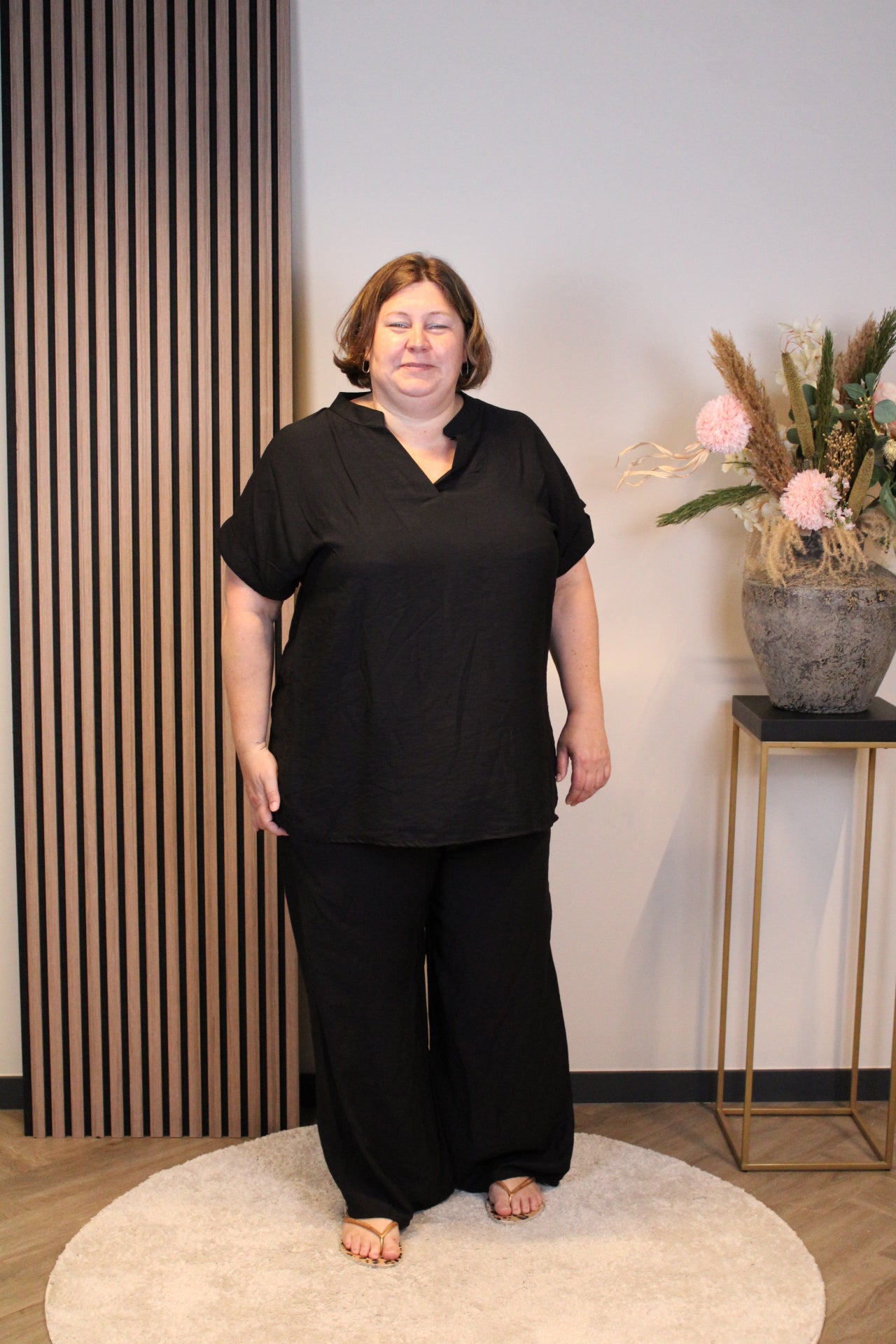 Dora | Bluse schwarz Langarm 52 bis 58