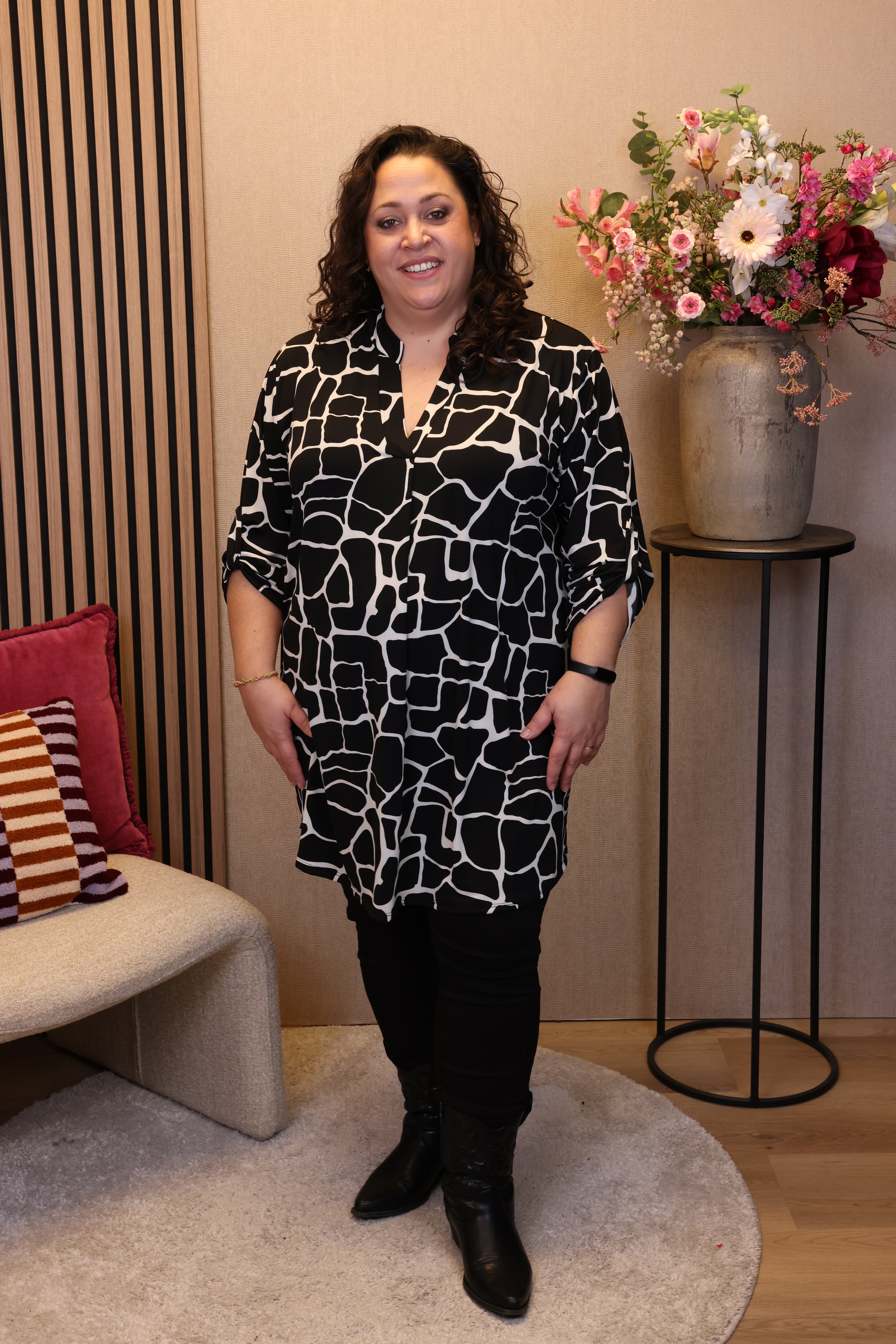 Dora | Bluse schwarz Langarm 52 bis 58