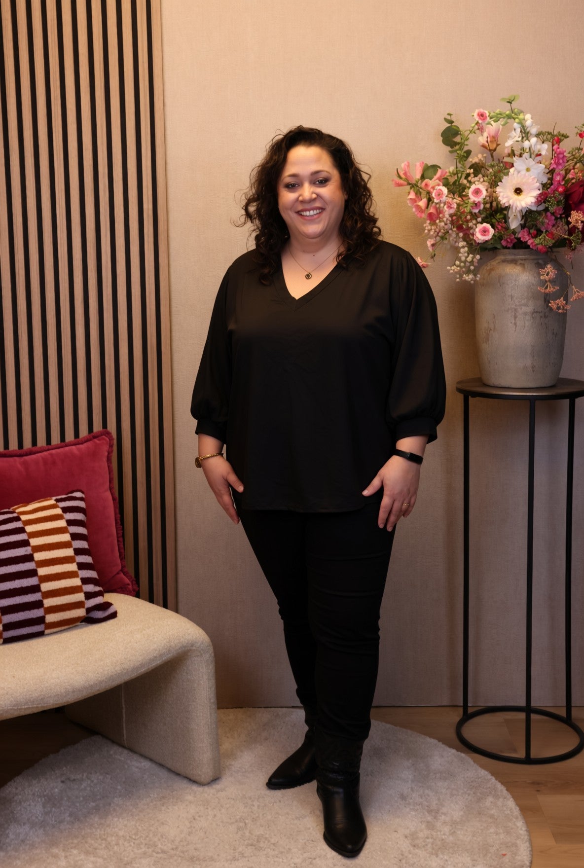 Dora | Bluse schwarz Langarm 52 bis 58