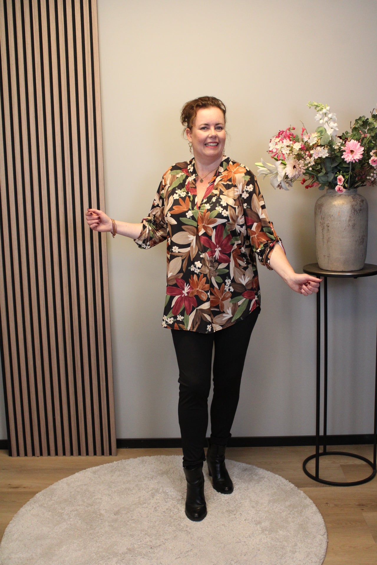 Dora | Bluse schwarz Langarm 48 bis 52