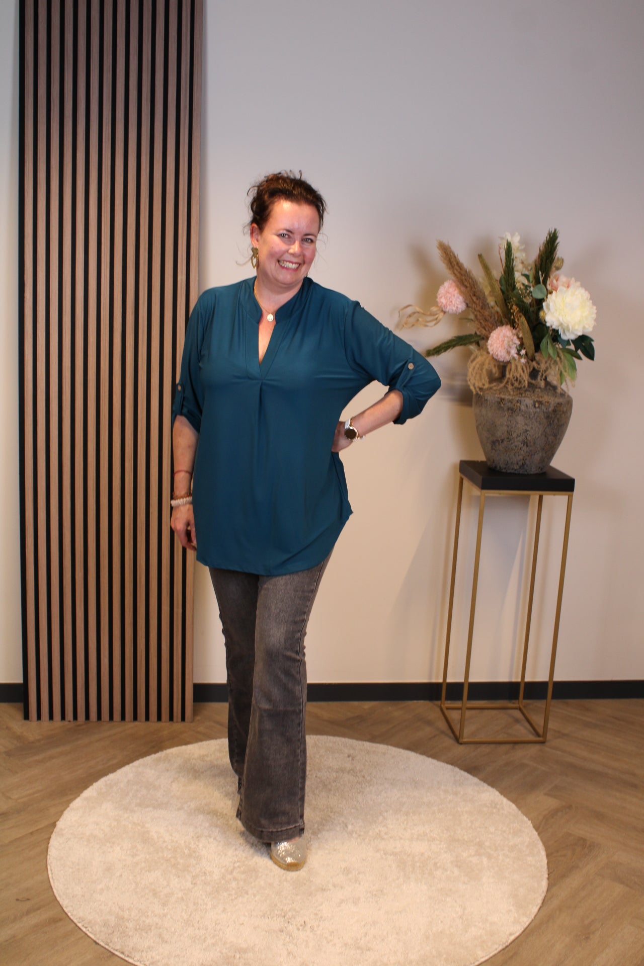Mara | Bluse türkis Langarm 38 bis 48