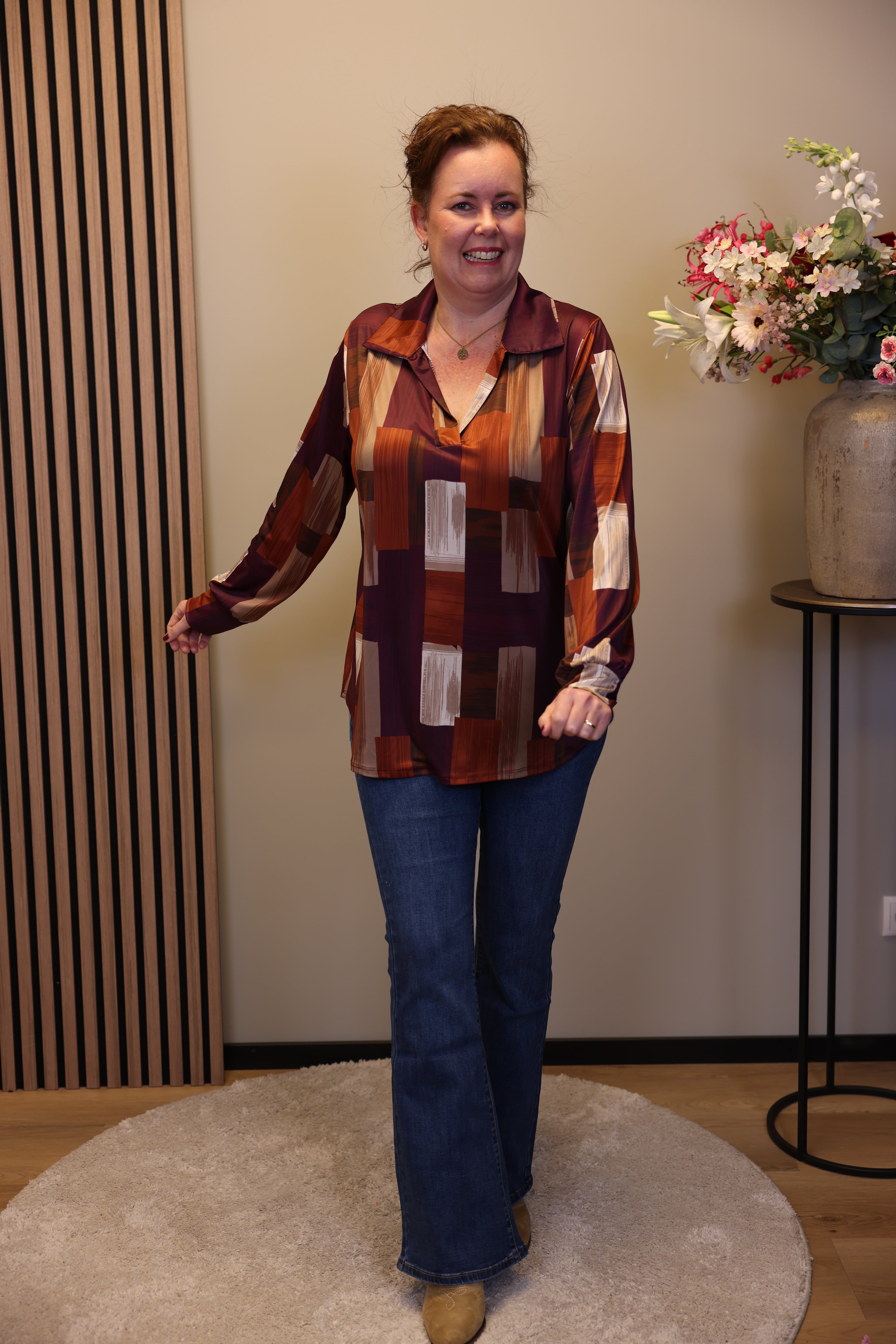 Verona | Bluse mit Kragen blau 48 bis 52