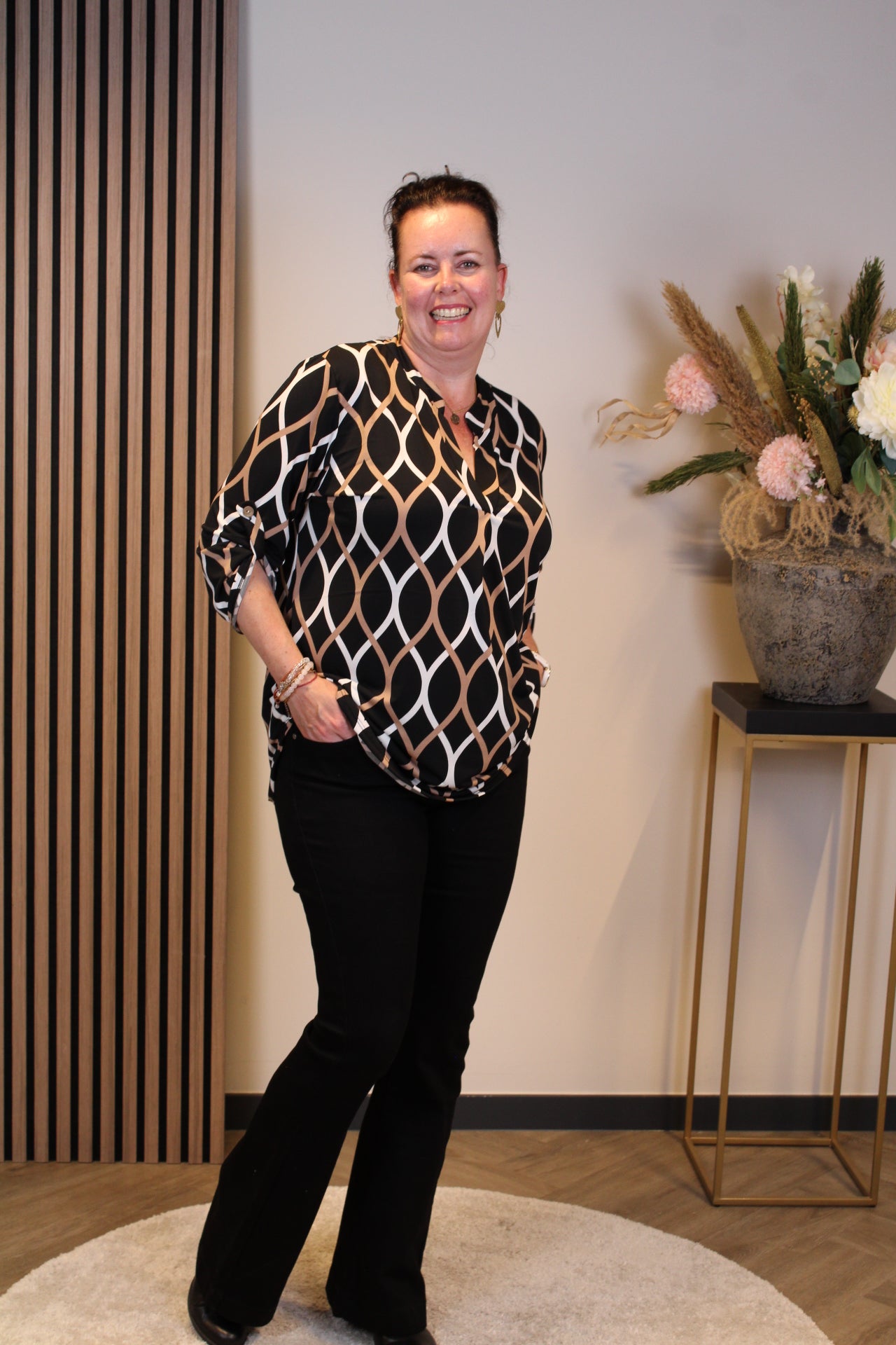 Hannah | Blouse zwart lange mouw 52 t/m 58