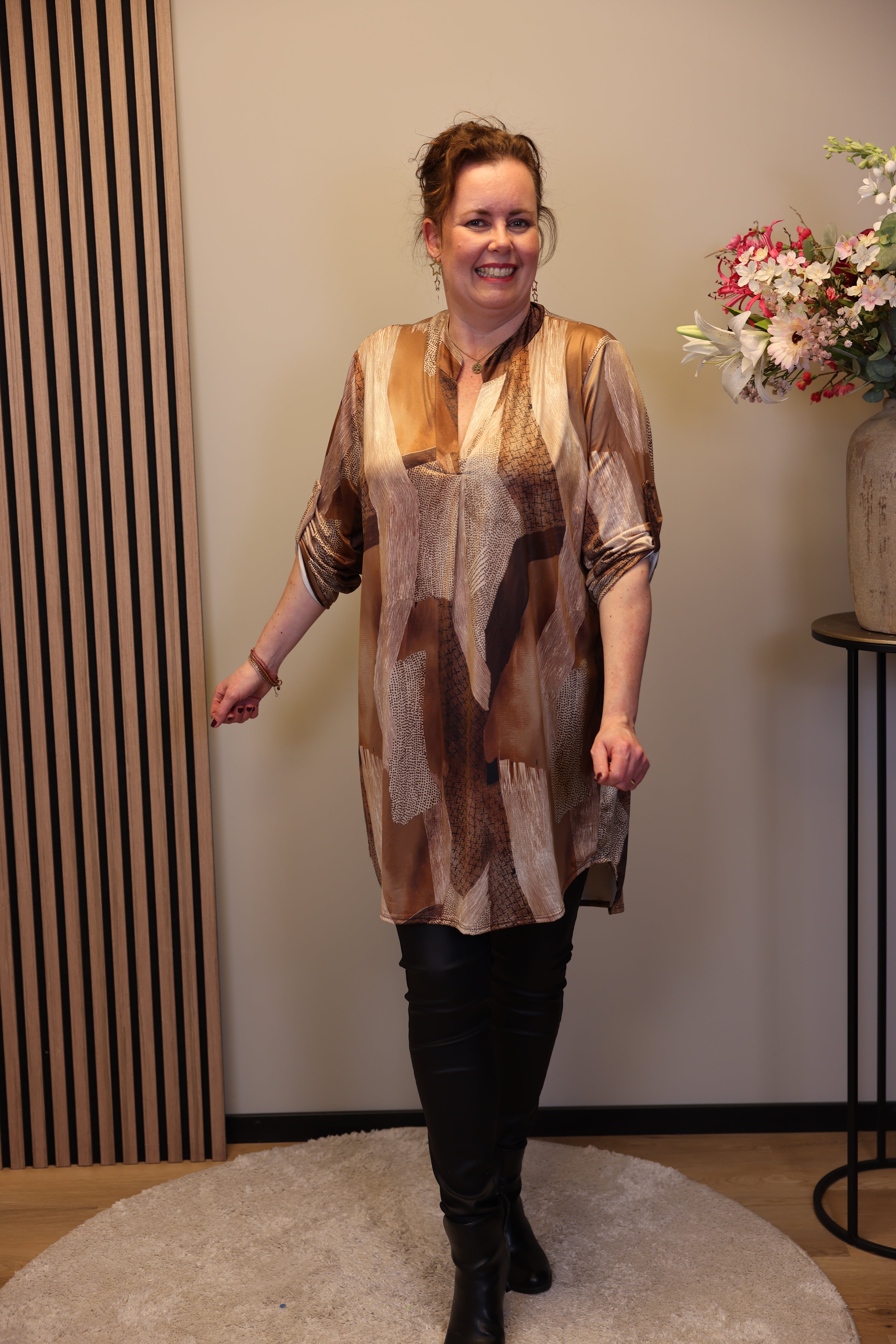 Lana | Blaue Bluse mit Kragen 38 bis 48