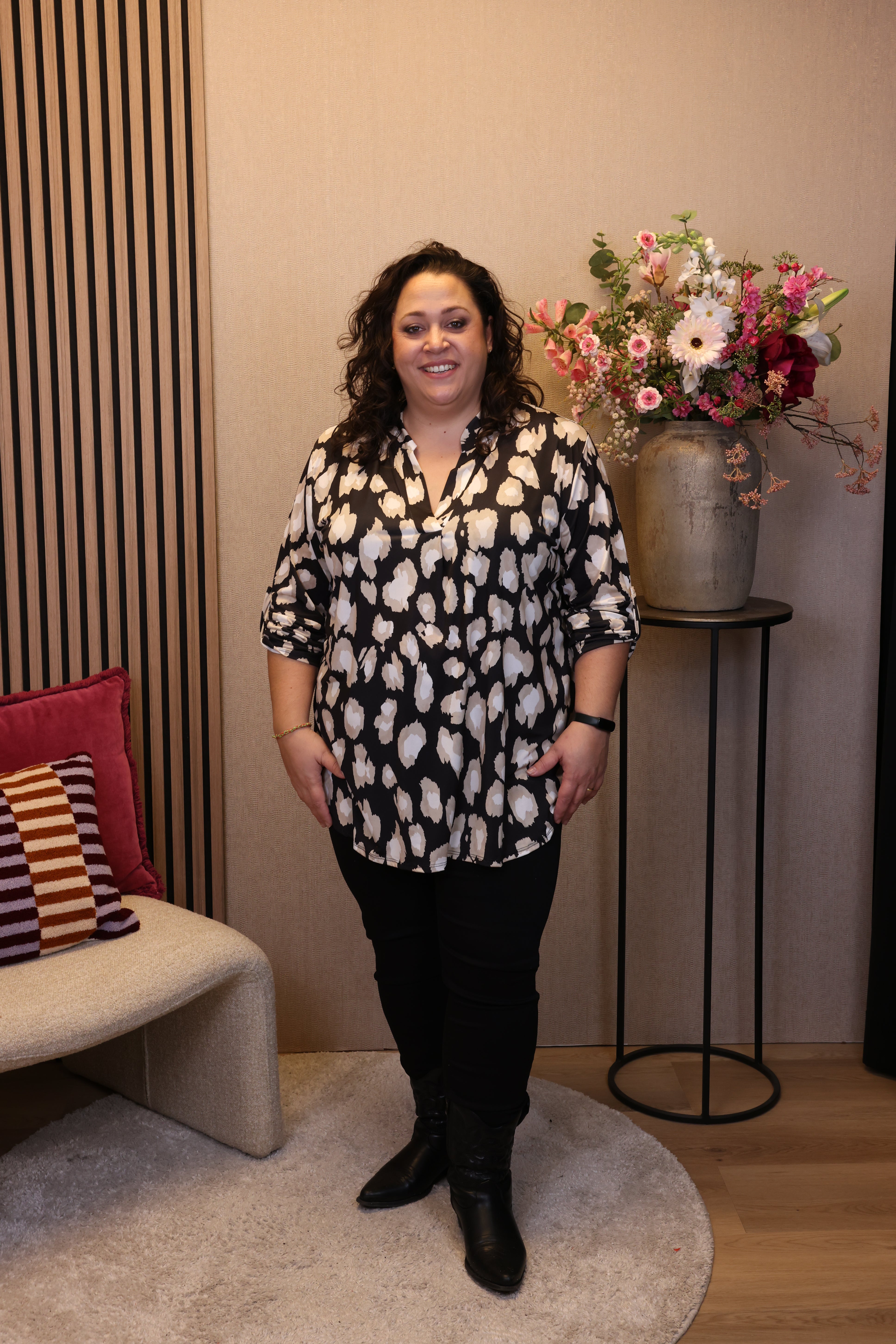 Dora | Bluse schwarz Langarm 52 bis 58