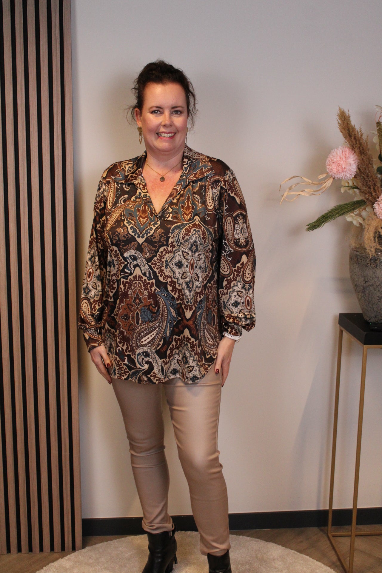 Dora | Bluse schwarz Langarm 52 bis 58