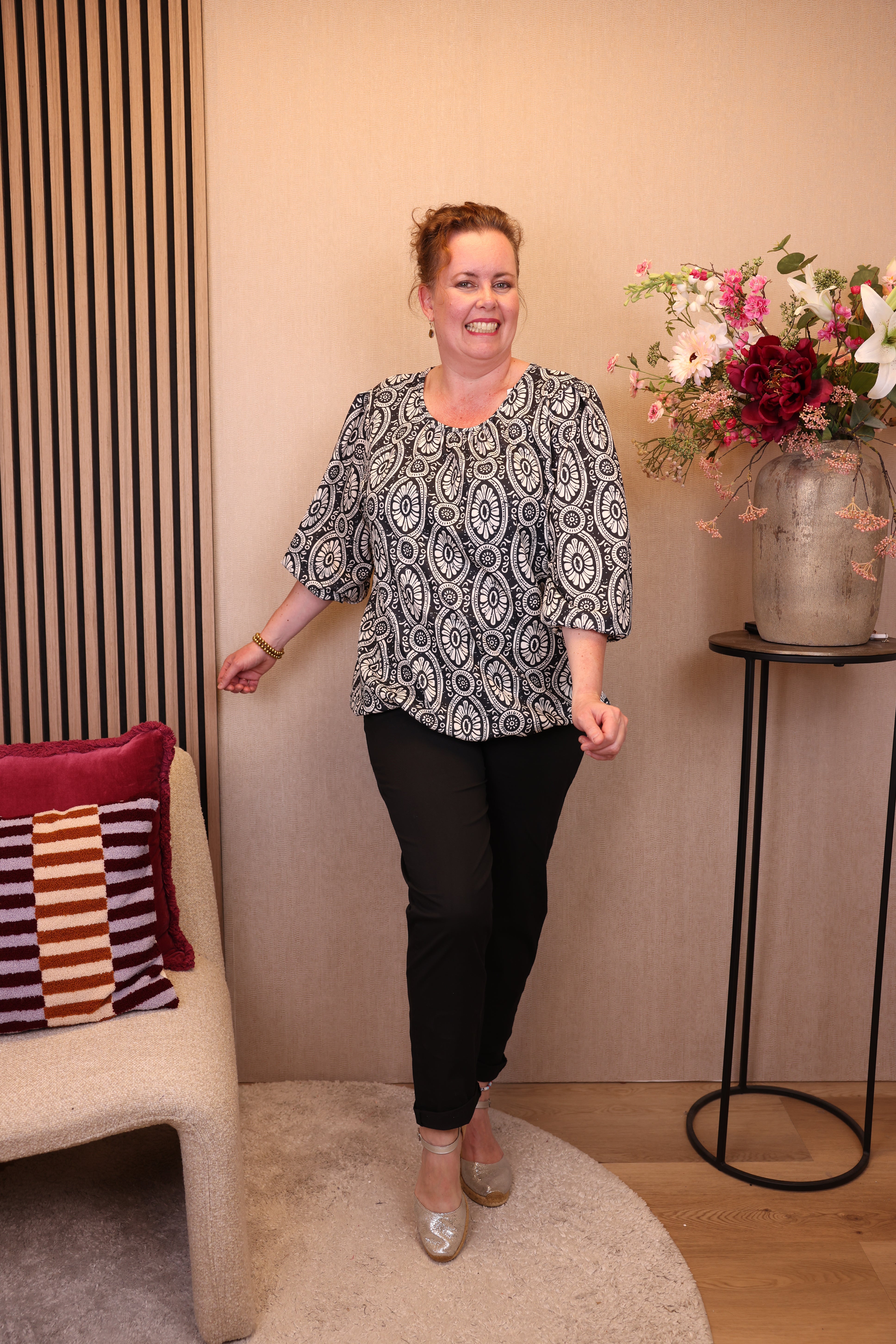 Dora | Bluse schwarz Langarm 52 bis 58