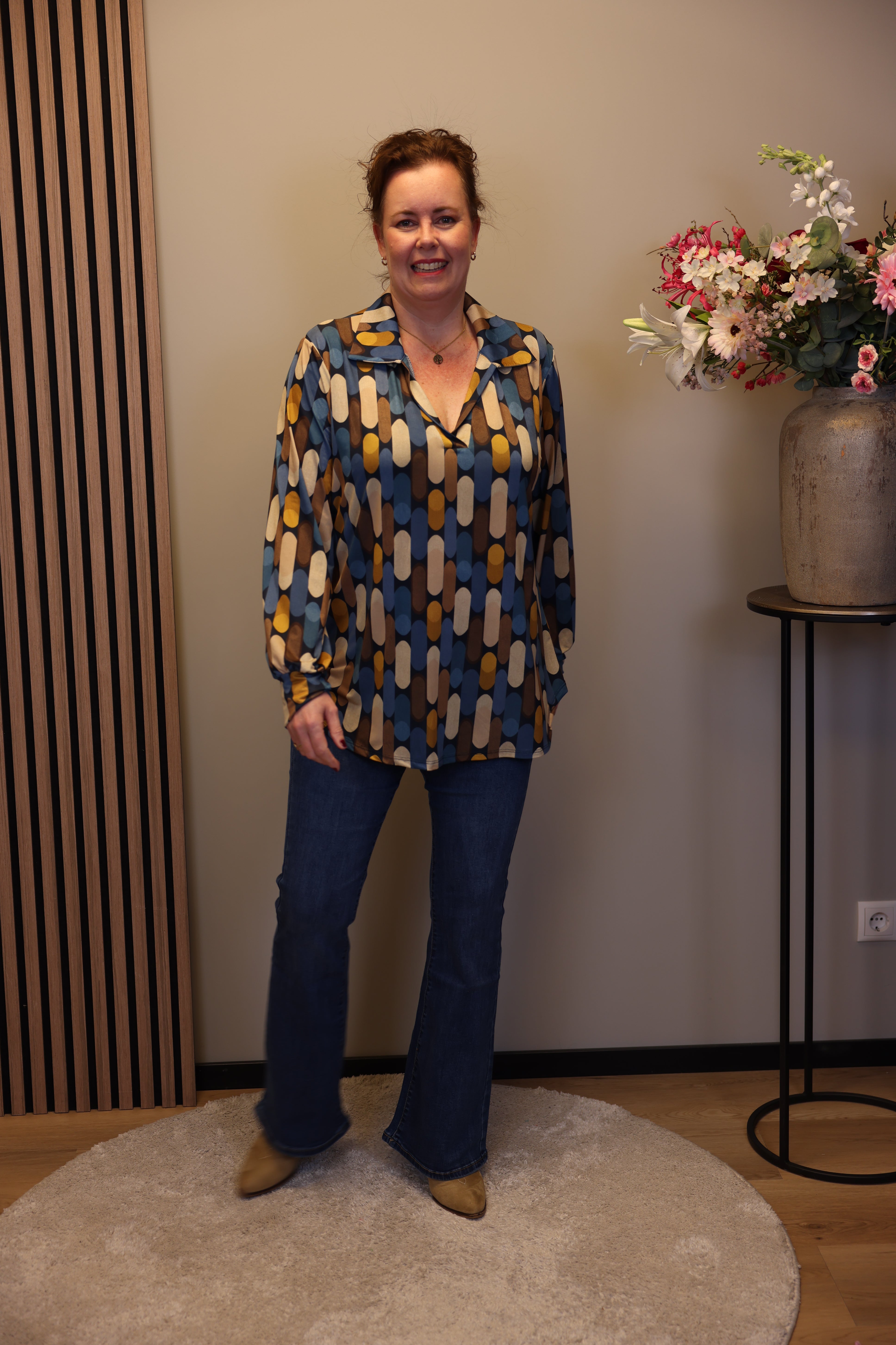 Verona | Bluse mit Kragen blau 48 bis 52