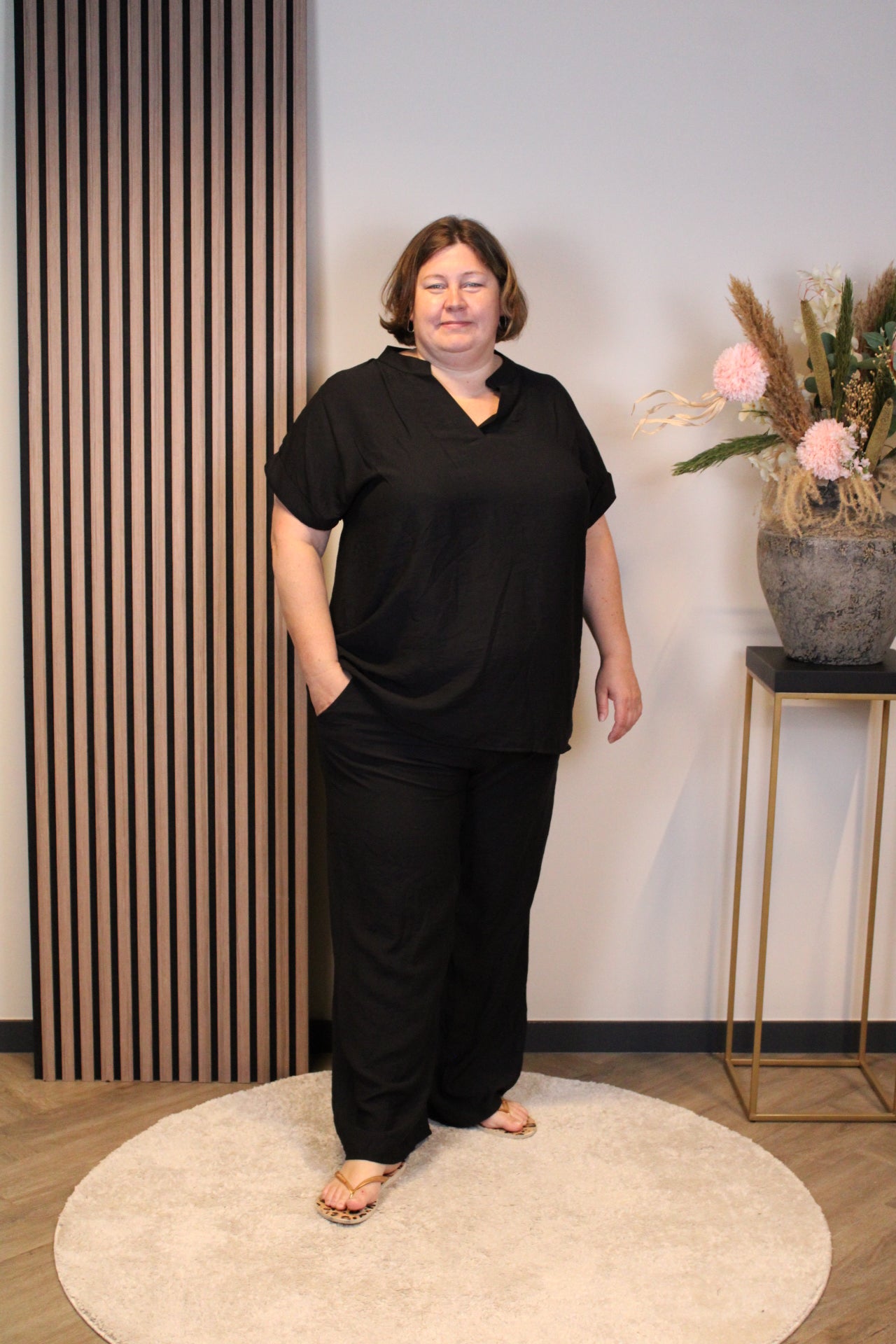 Dora | Bluse schwarz Langarm 52 bis 58