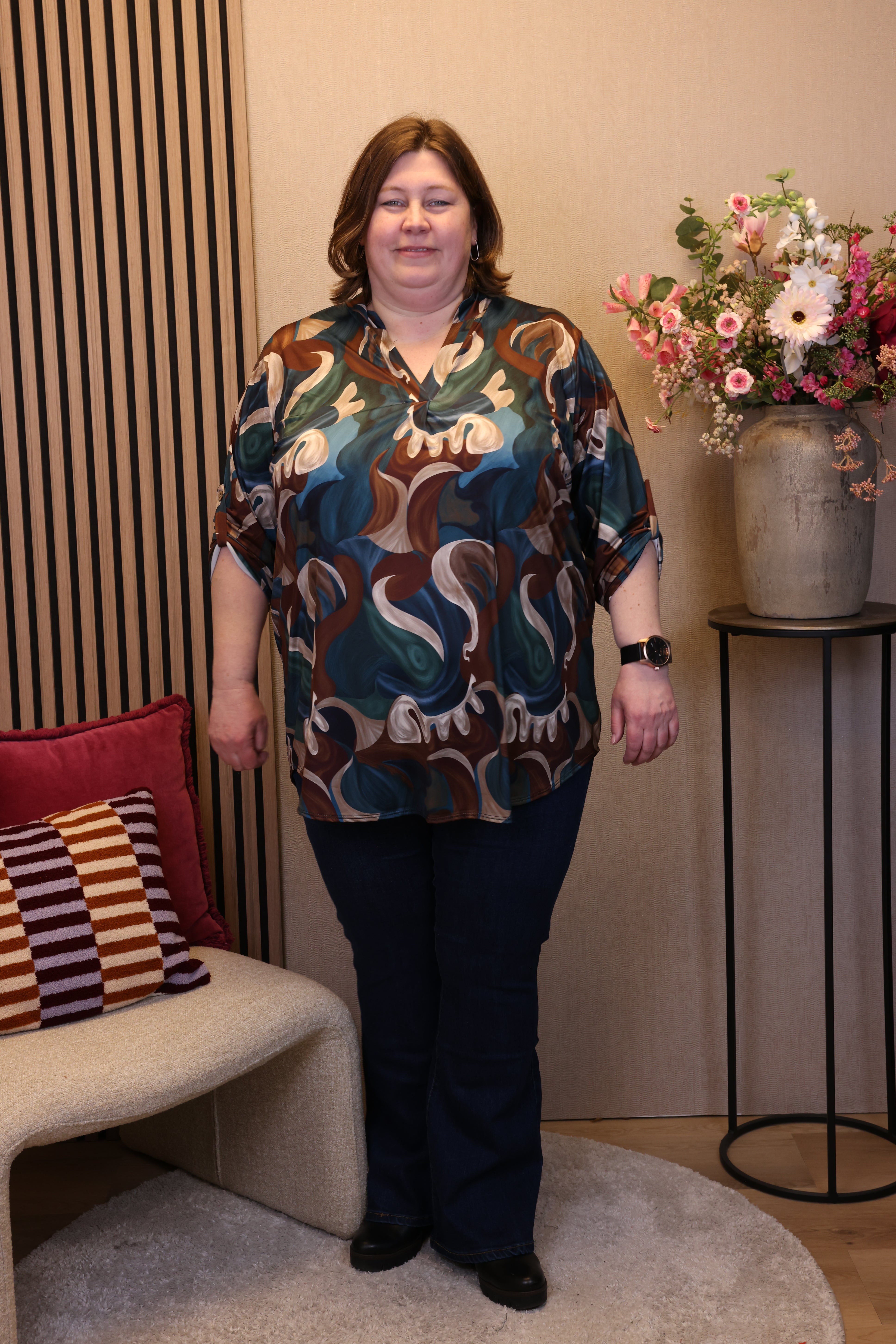 Dora | Bluse schwarz Langarm 52 bis 58