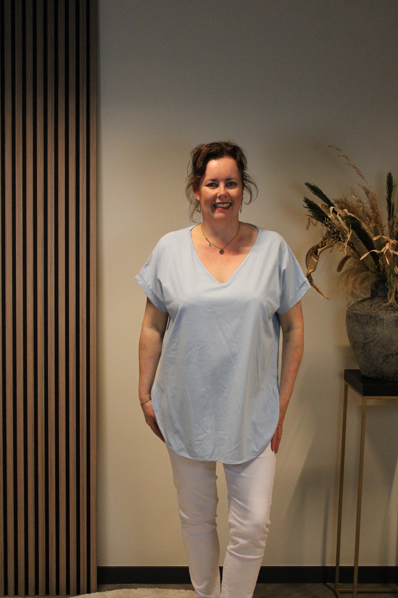 Eva | Babyblaues Kurzarm-Top 40 bis 48