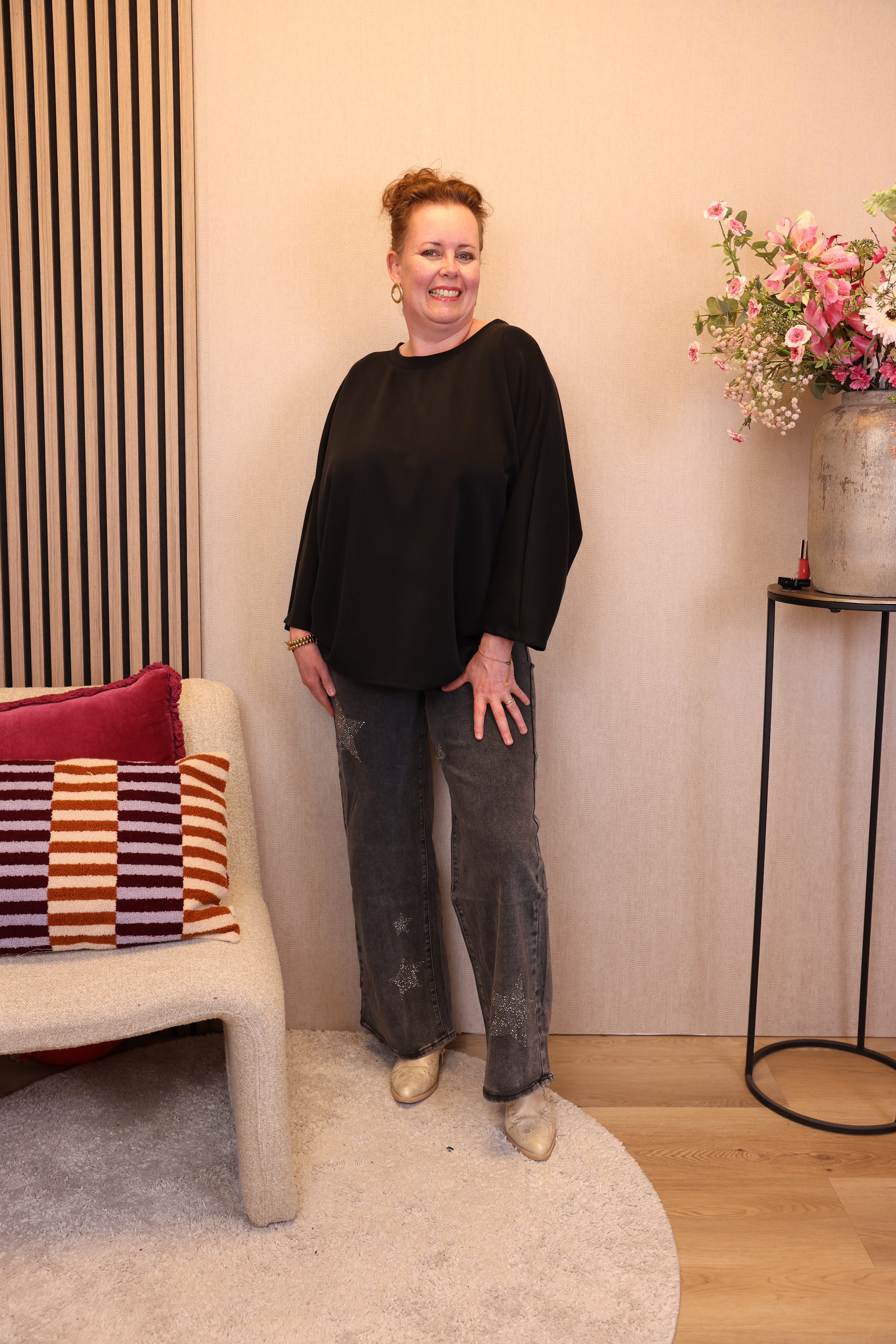 Dora | Bluse schwarz Langarm 52 bis 58