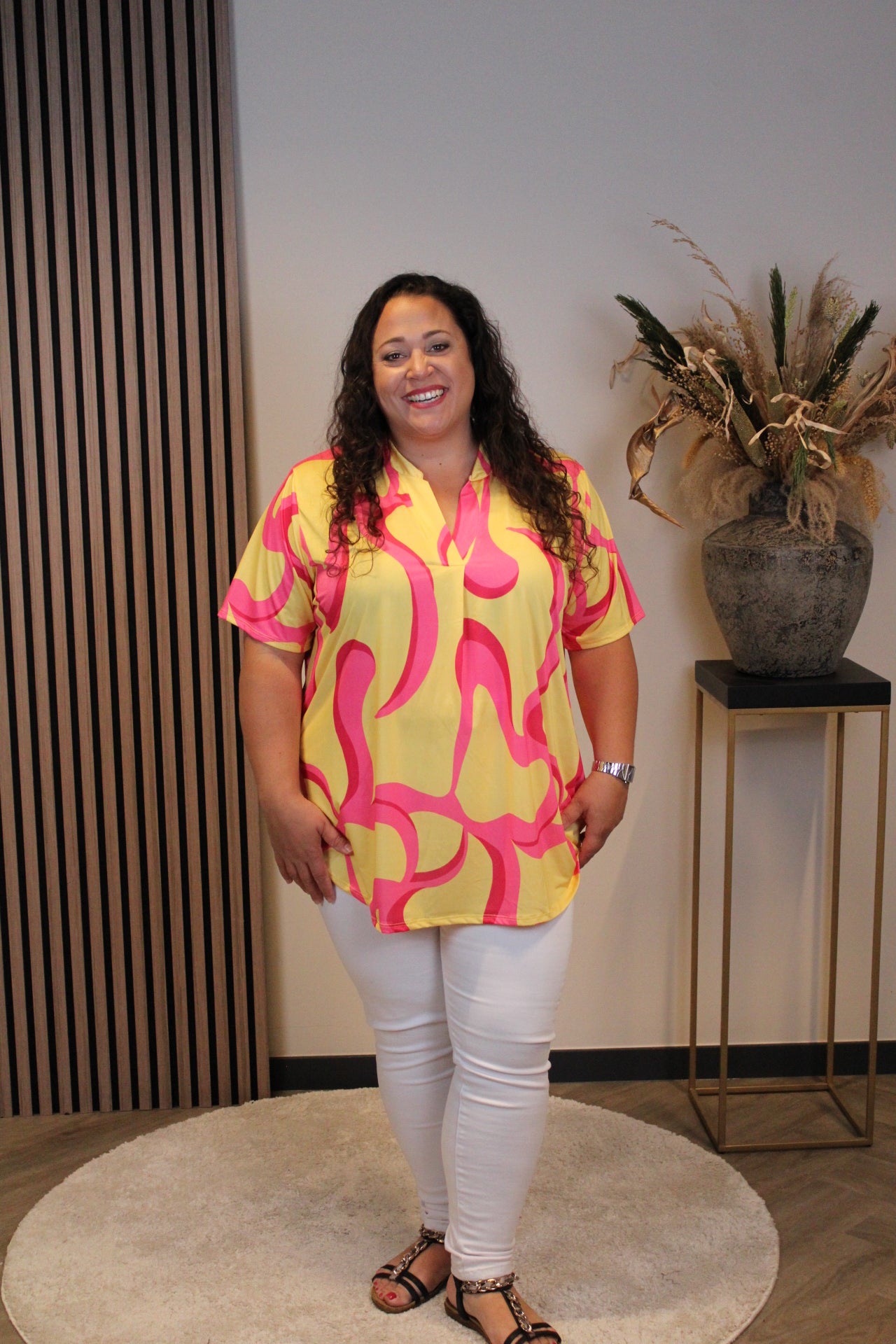 Joy | Bluse gelb Kurzarm 48 bis 52