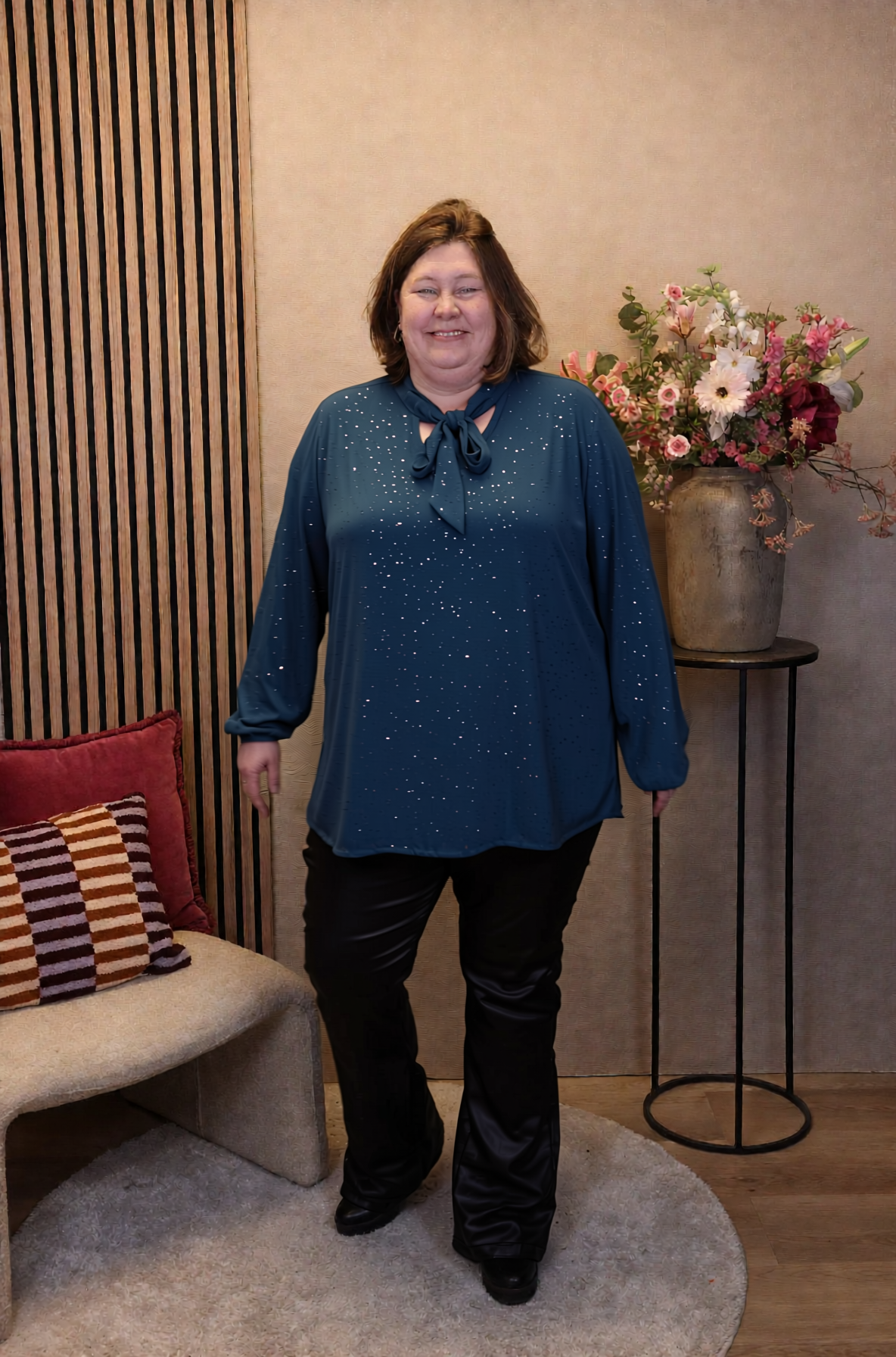 Dora | Bluse schwarz Langarm 52 bis 58