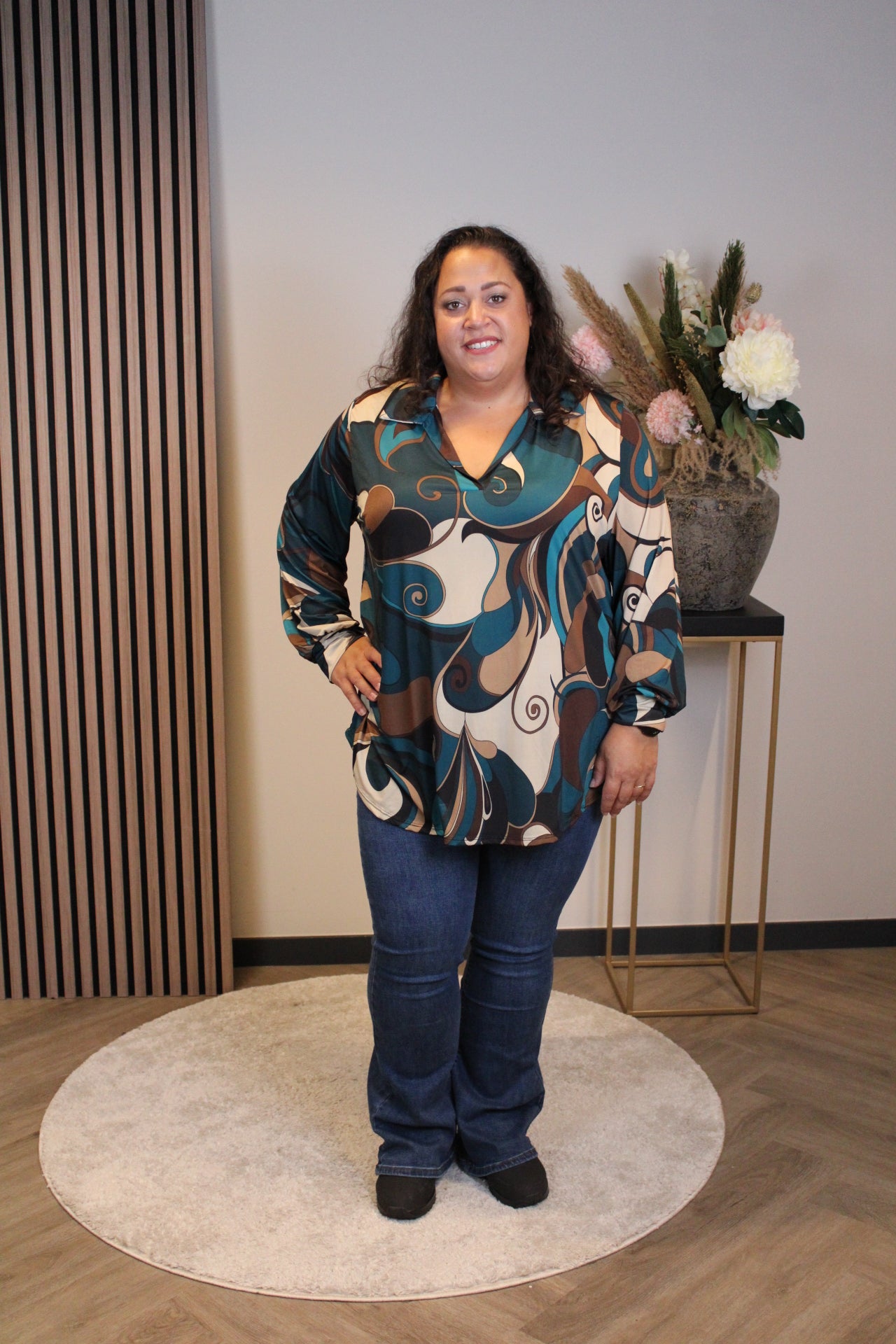 Angelina | Bluse mit Kragen aqua 48 bis 52