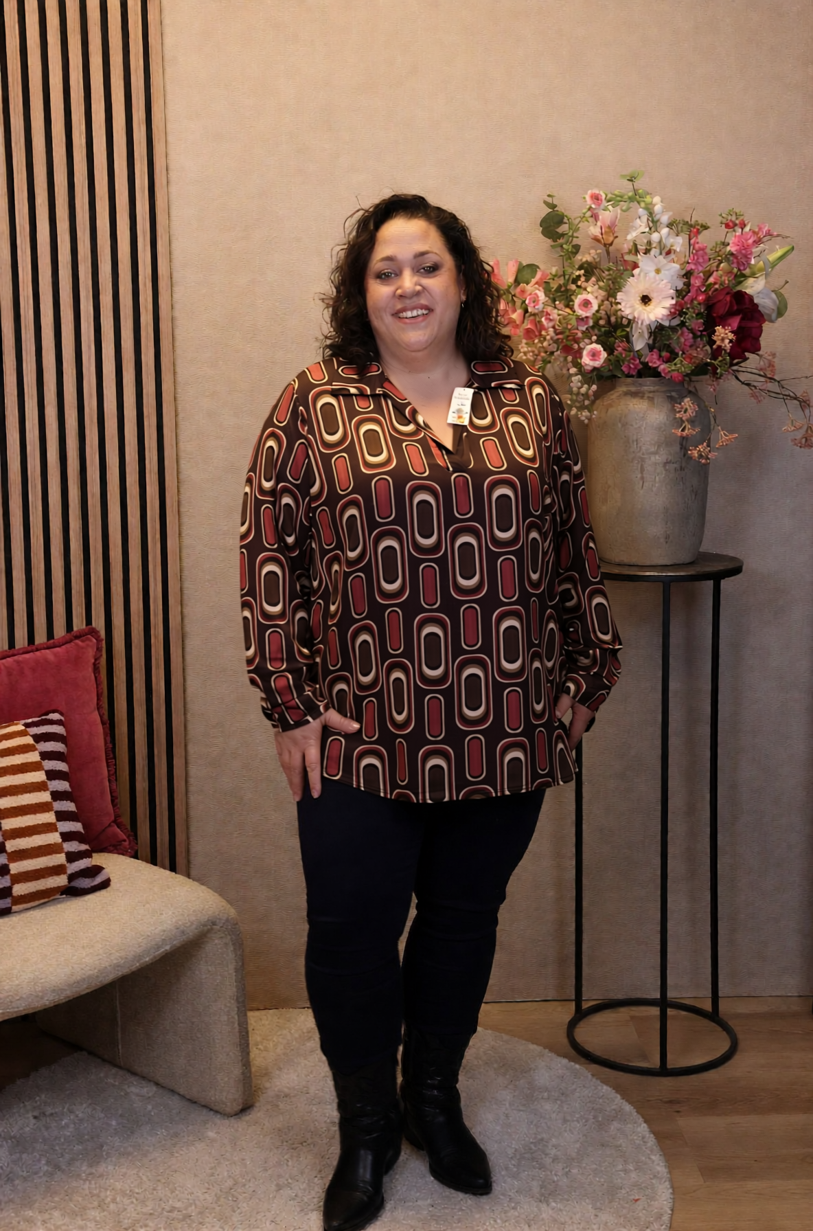 Dora | Bluse schwarz Langarm 52 bis 58