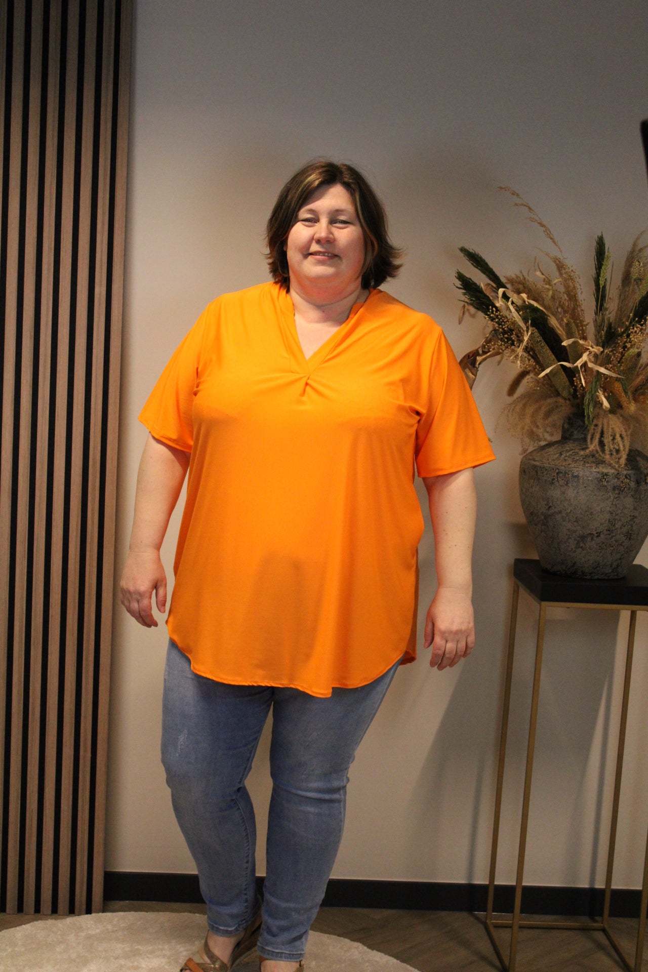 Juna | Bluse orange Kurzarm 52 bis 58