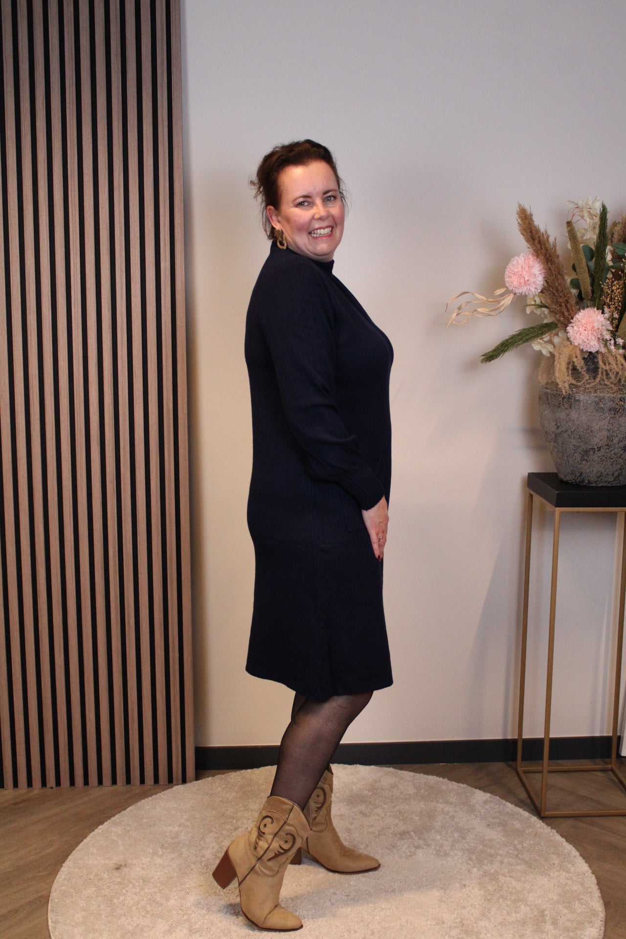 Britt | Blaues Langarmkleid 38 bis 44