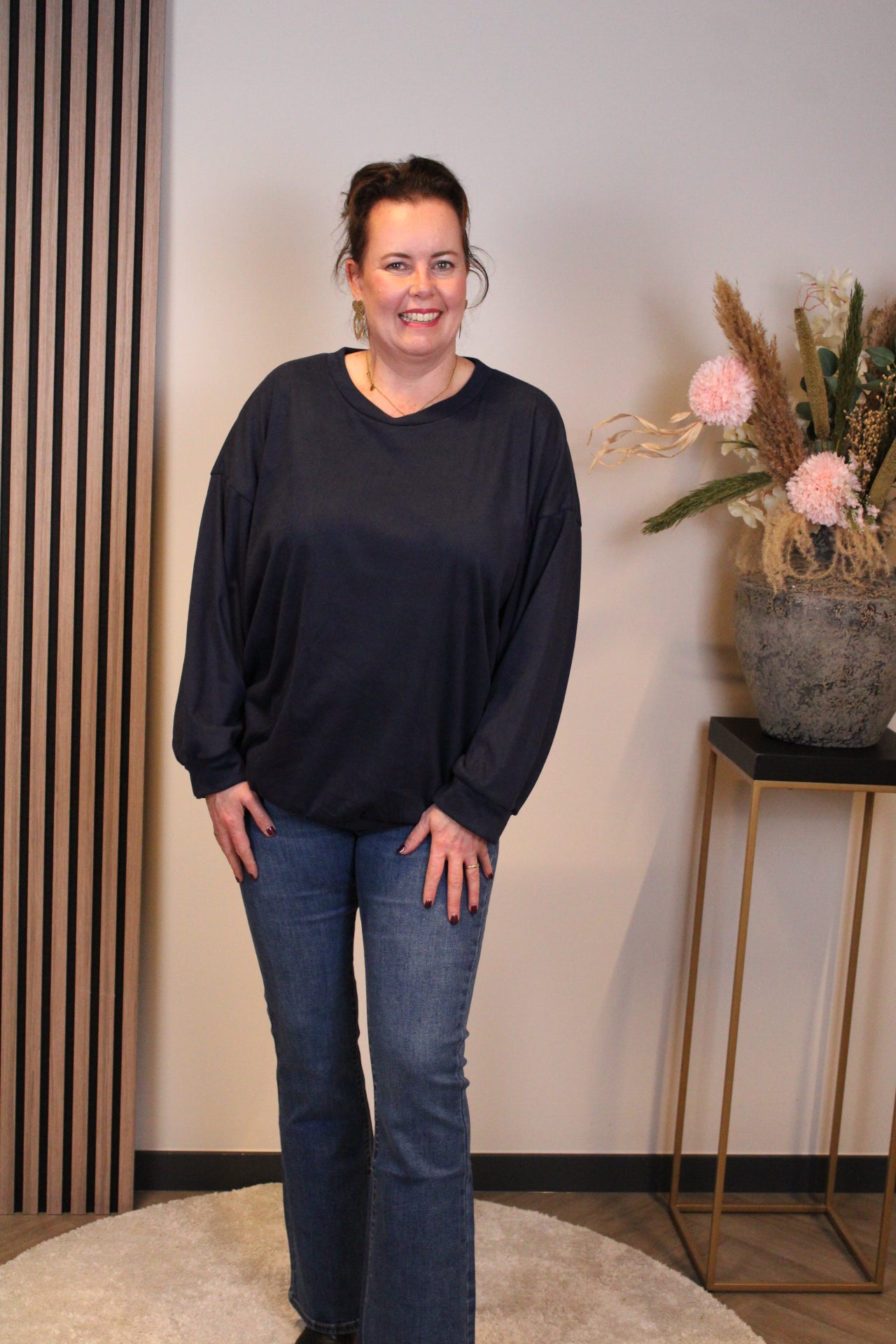 Dora | Bluse schwarz Langarm 52 bis 58