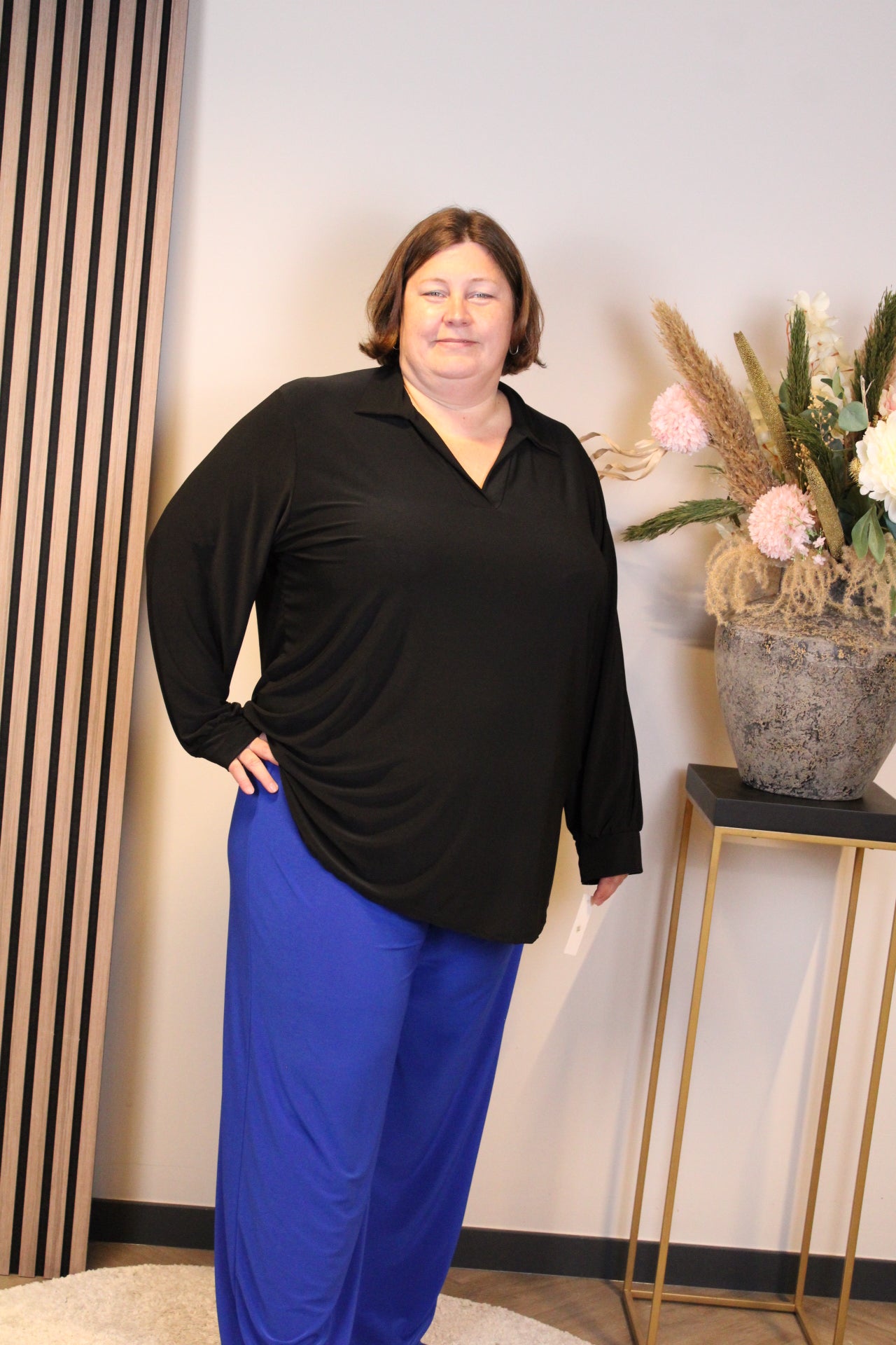 Dora | Bluse schwarz Langarm 52 bis 58