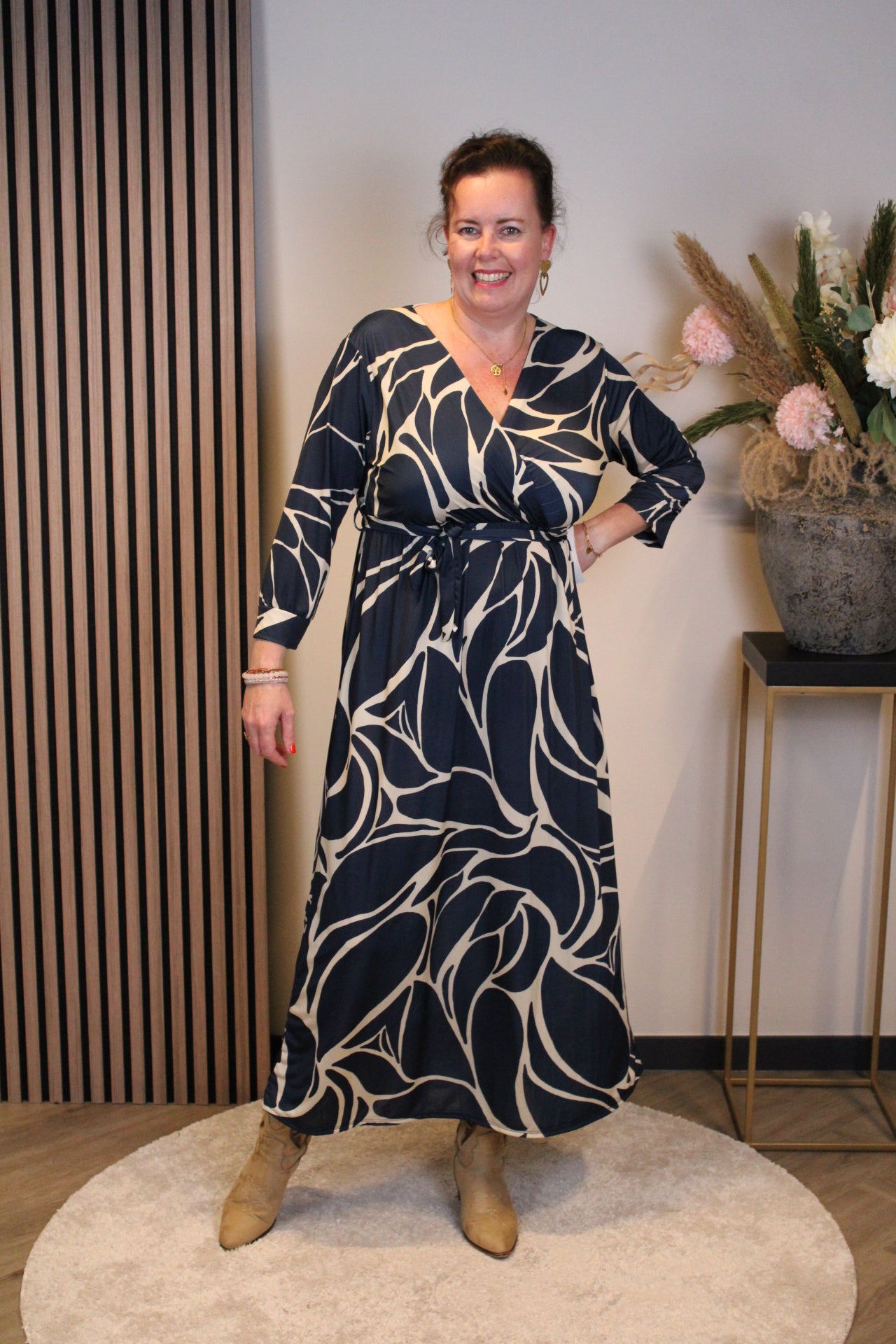 Britt | Blaues Langarmkleid 46 bis 50